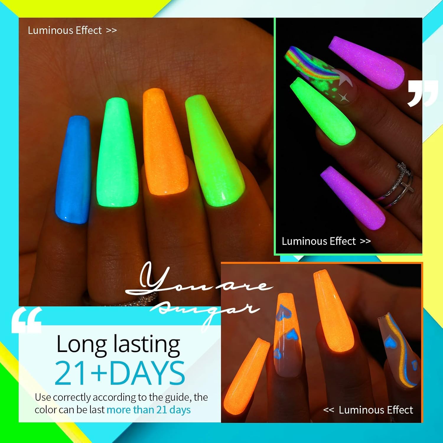 Glow in the Dark Luminous Gel Nail Polish Long -Lasting Manicure Essentials-Free Shipping - Lady Luana Luxe Nails