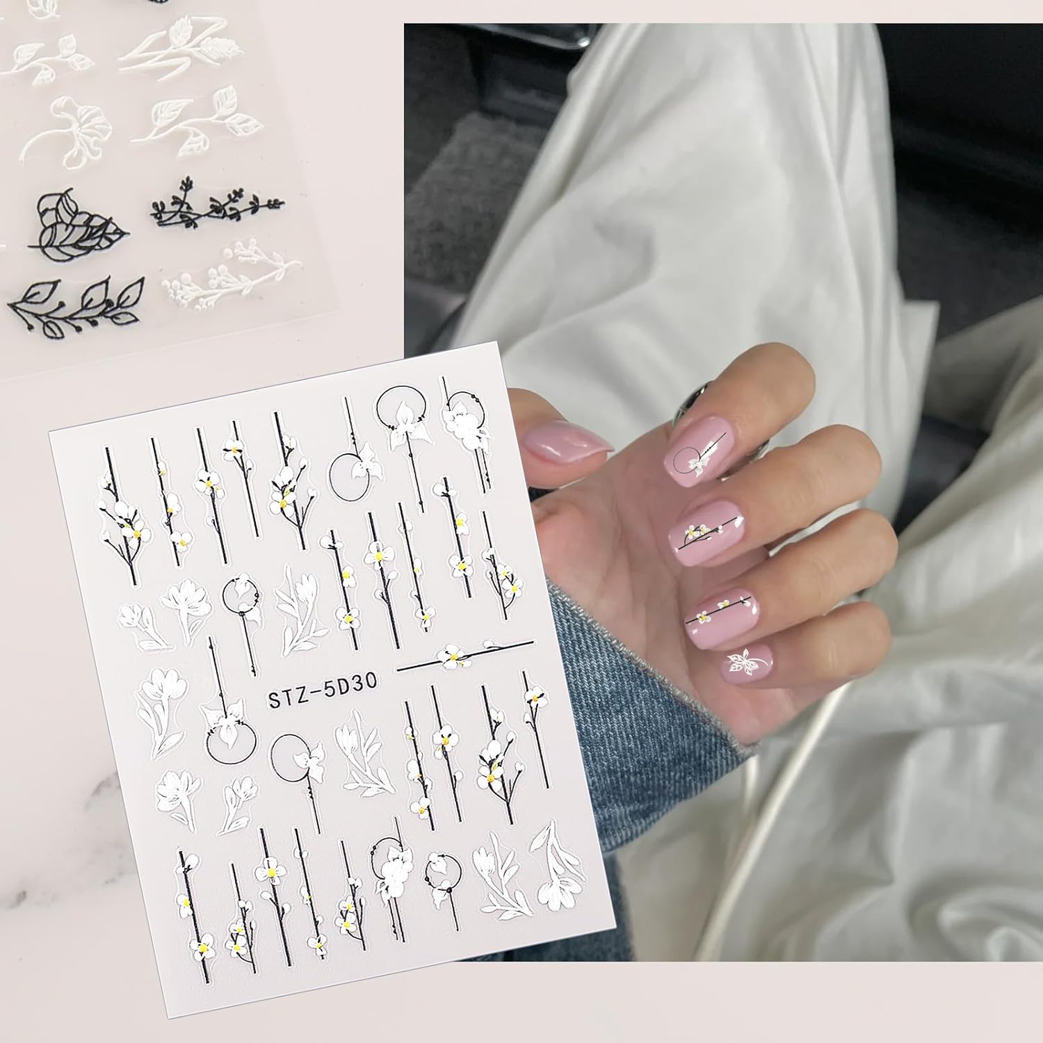 Floral Nail Sticker Set - Self Adhesive Flower Designs for DIY Nail Art, Free Shipping - Lady Luana Luxe Nails