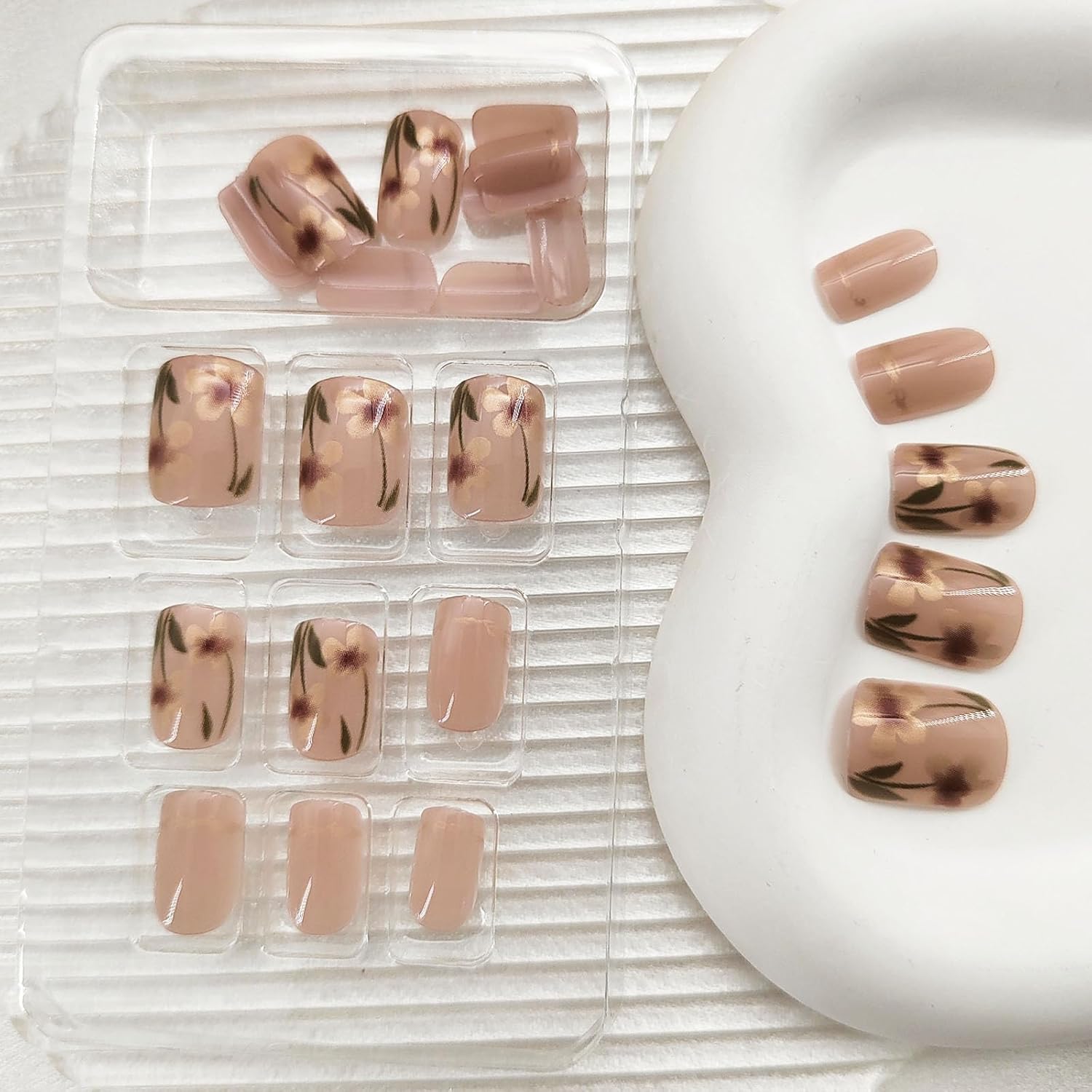 Autumn Leaf Floral Press-On Nails Acrylic Fake Nails Kit Full Cover-Free Shipping