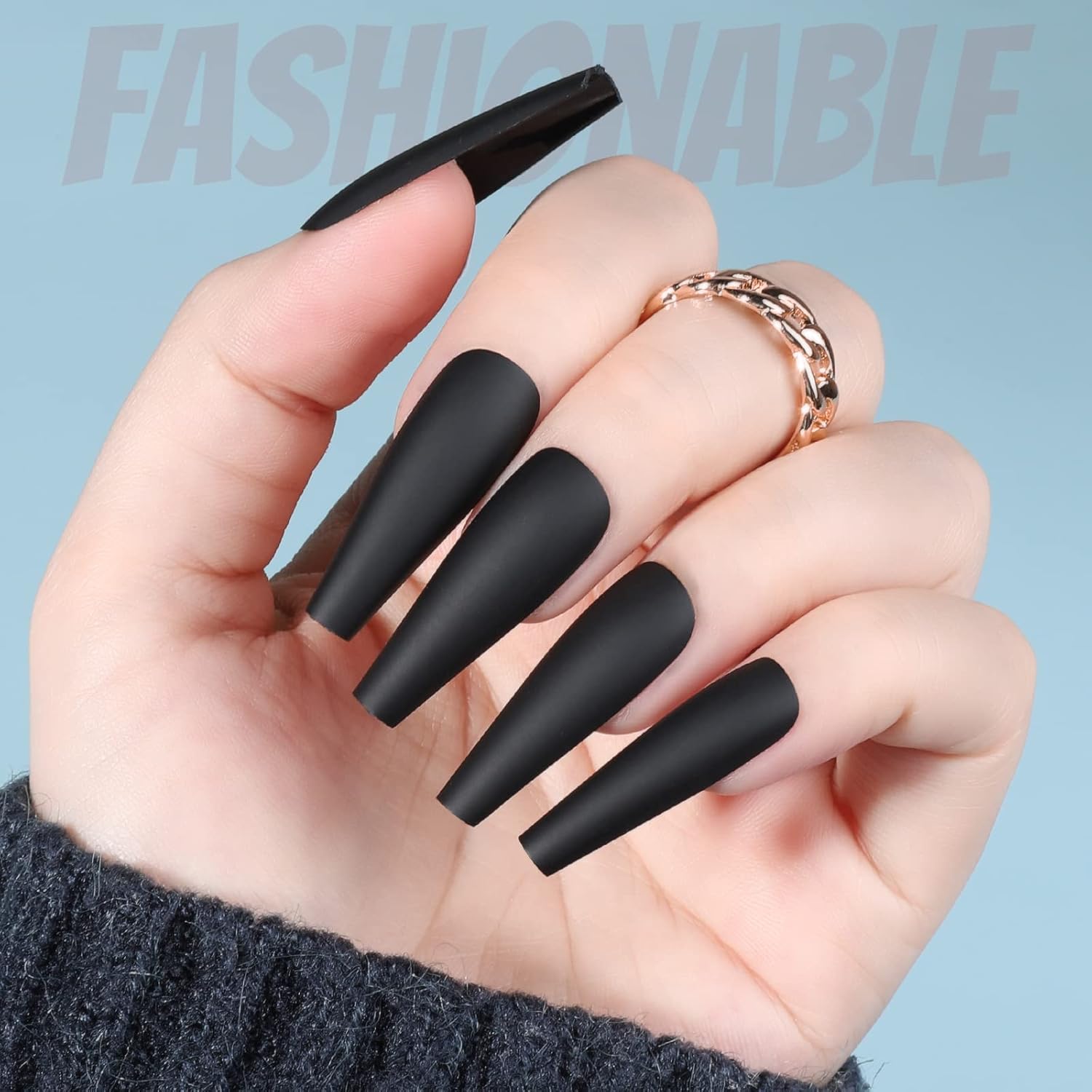 240pcs Matte Long Coffin Acrylic Glue-On Nails Kit 12 Full Set-Free Shipping