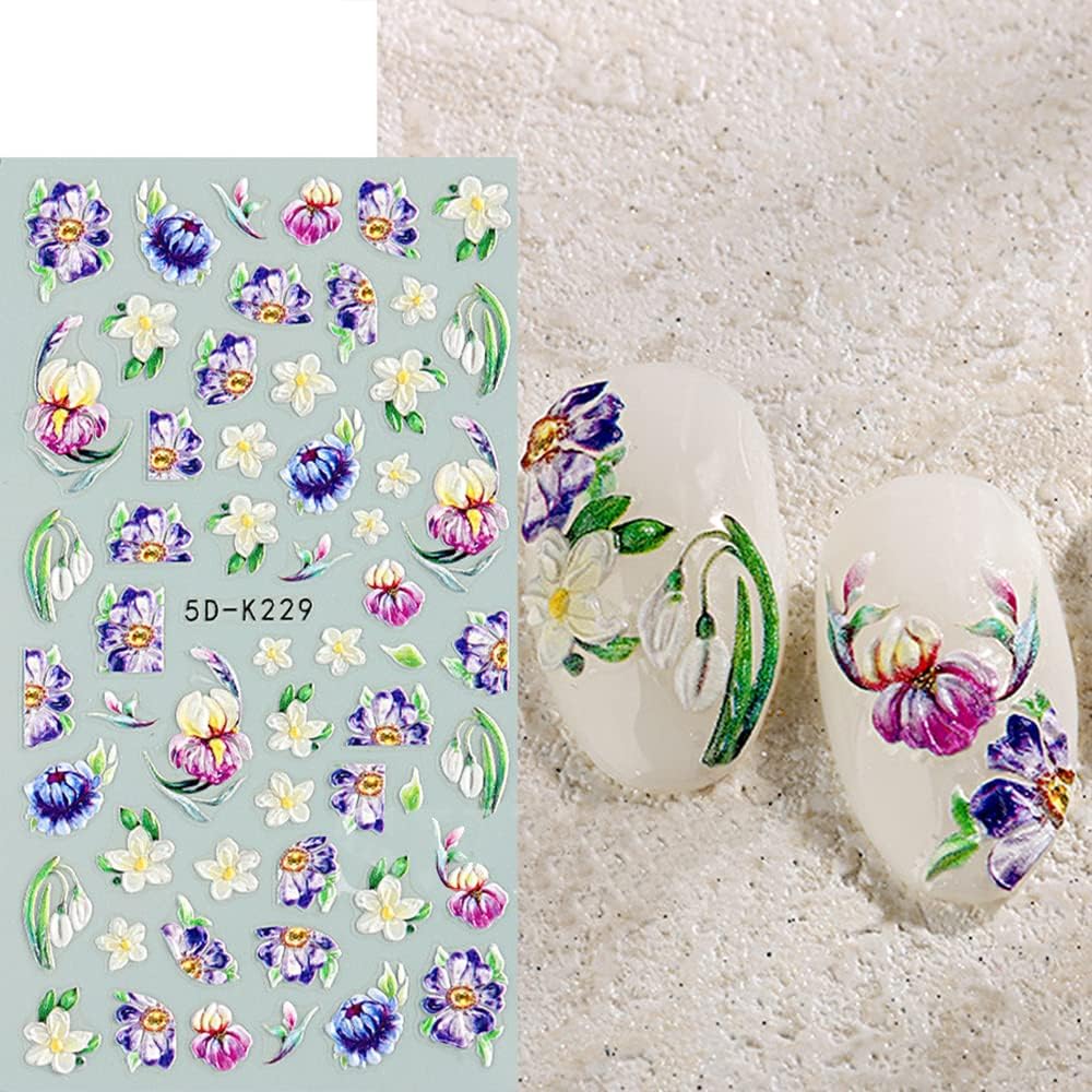 Floral Butterfly 5-D Nail Art Stickers - Self-adhesive Luxurious Decorations, Free Shipping - Lady Luana Luxe Nails