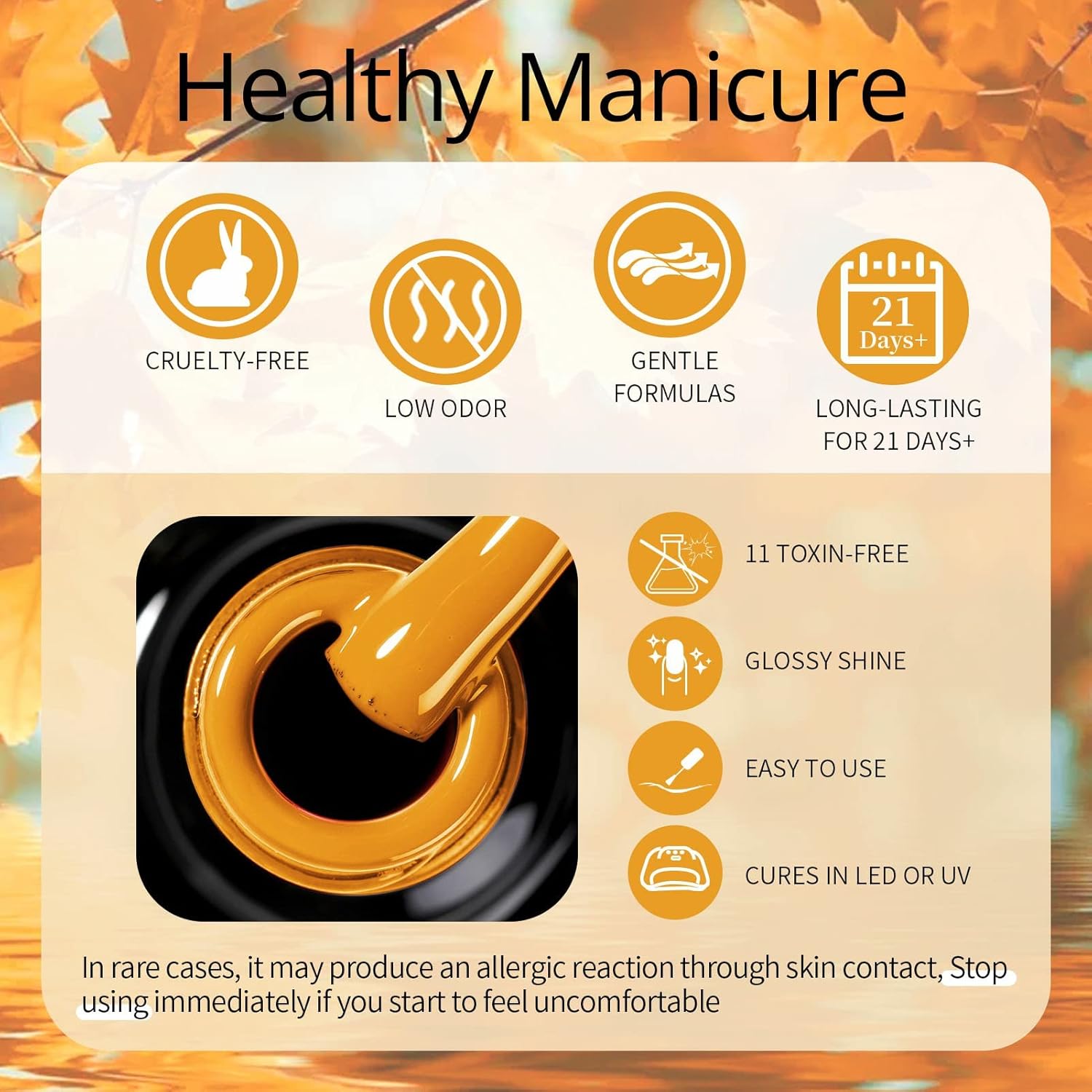 Autumn Maple Sparkle Shiny Glitter Gel Nail Polish Long-Lasting Manicure Essentials-Free Shipping - Lady Luana Luxe Nails
