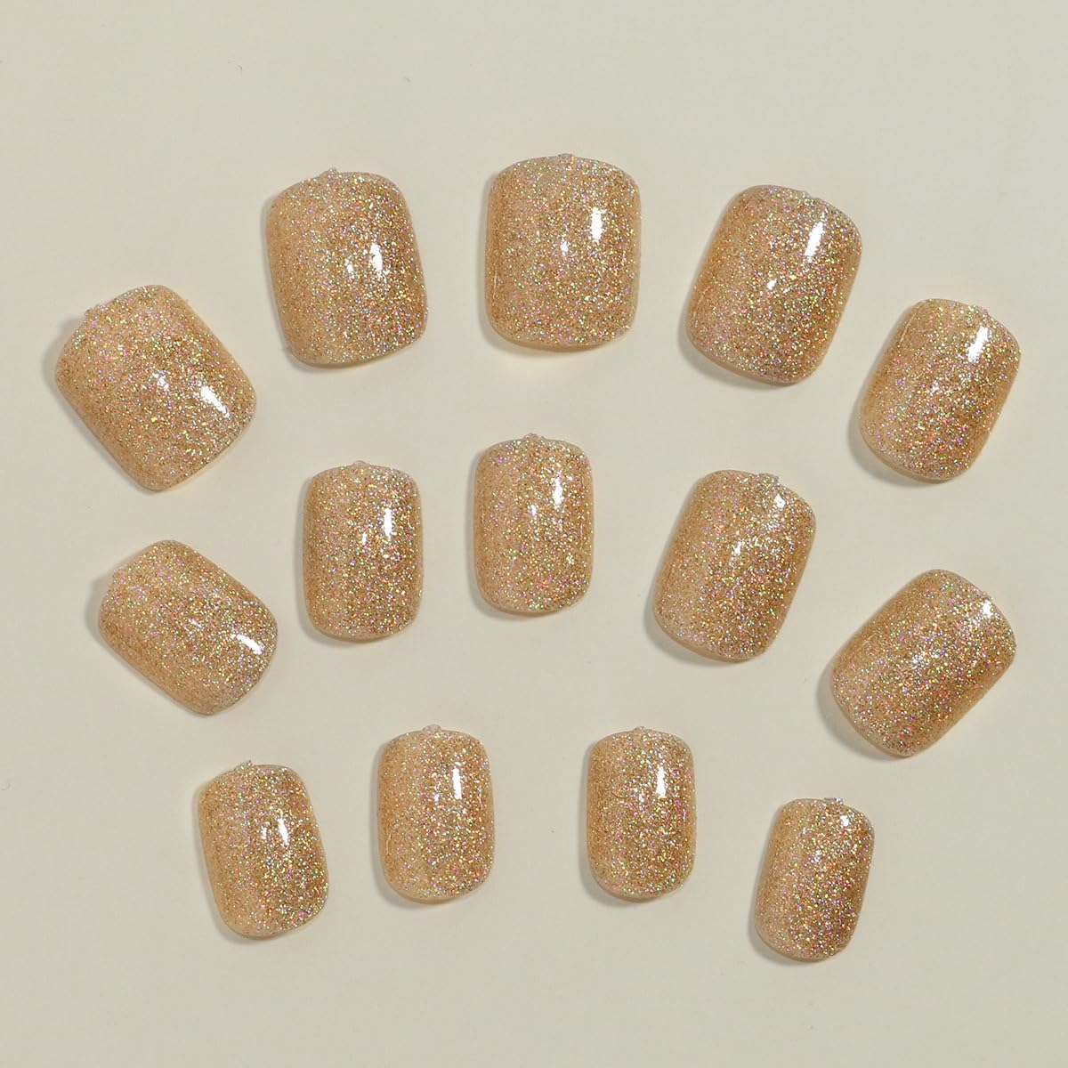 Sparkling Gold Glitter Square Press-On Nails Acrylic Fake Nails - Free Shipping