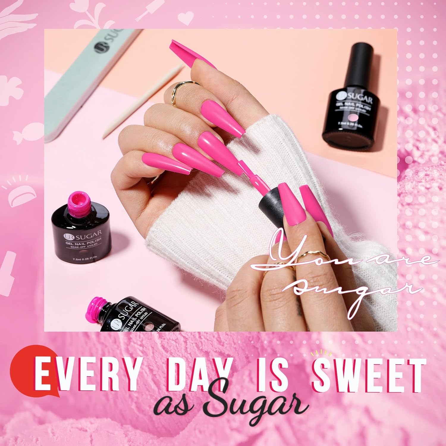 Sweet Pink 6 Set Gel Nail Polish Long-Lasting Manicure Essentials-Free Shipping - Lady Luana Luxe Nails
