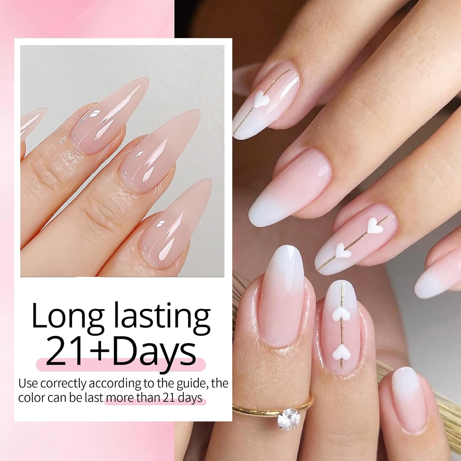 Pink Base 4 in 1 Builder Gel Nail Polish Long -Lasting 6 Set Manicure Essentials-Free Shipping - Lady Luana Luxe Nails