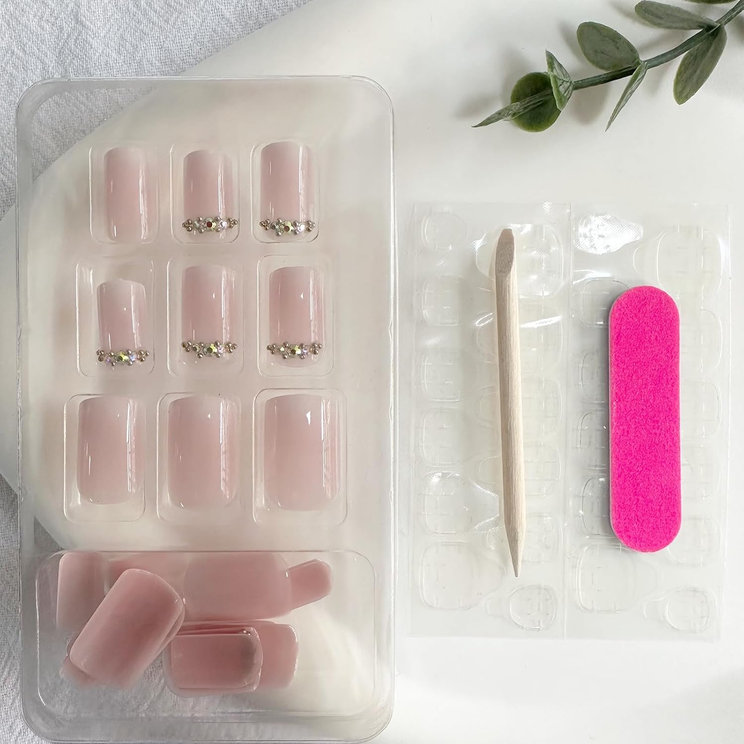 Elegant Rhinestone Ombre Press-On Nails Square Acrylic Fake Nails - Free Shipping