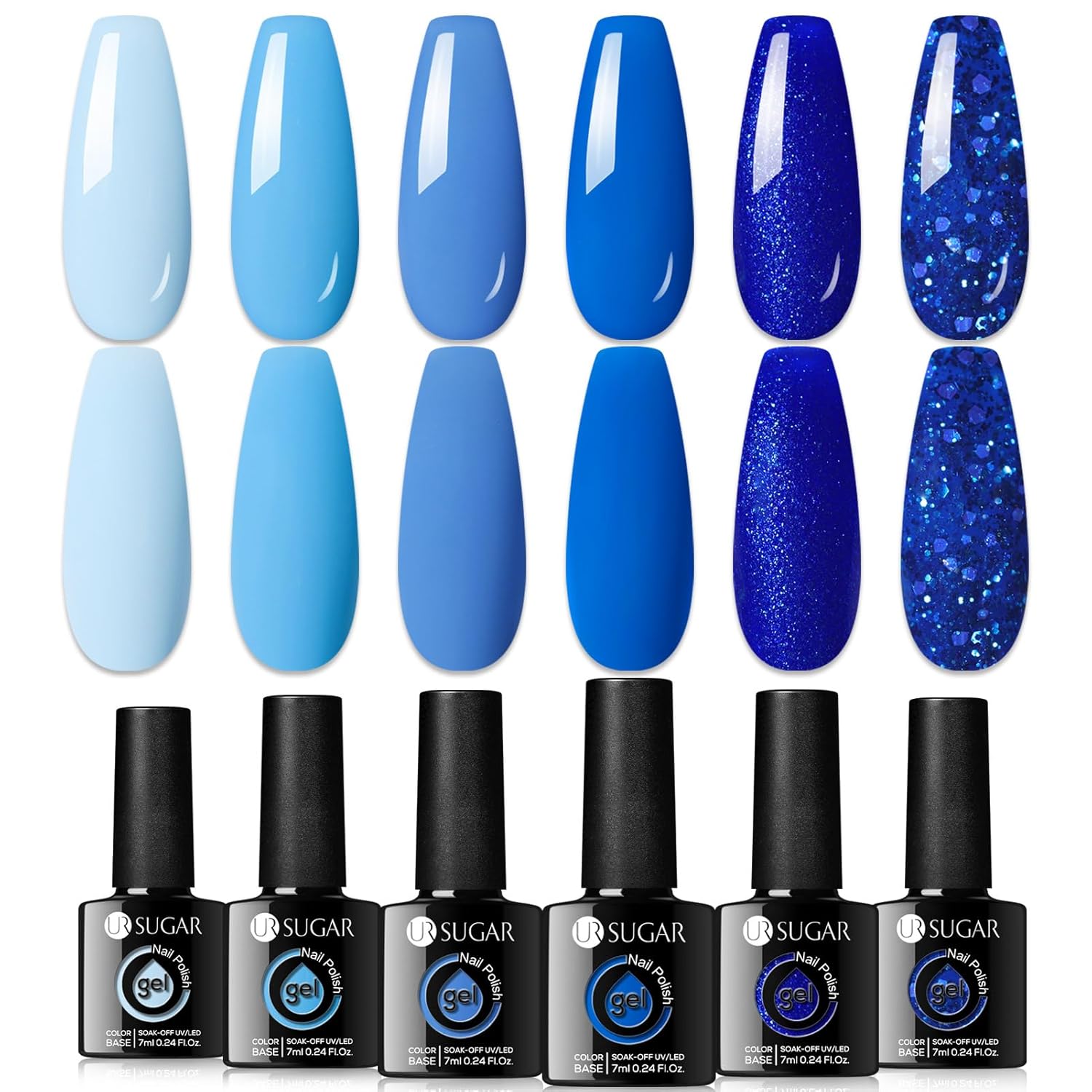 Blue Sparkle Shiny Glitter Gel Nail Polish Long-Lasting Manicure Essentials-Free Shipping - Lady Luana Luxe Nails