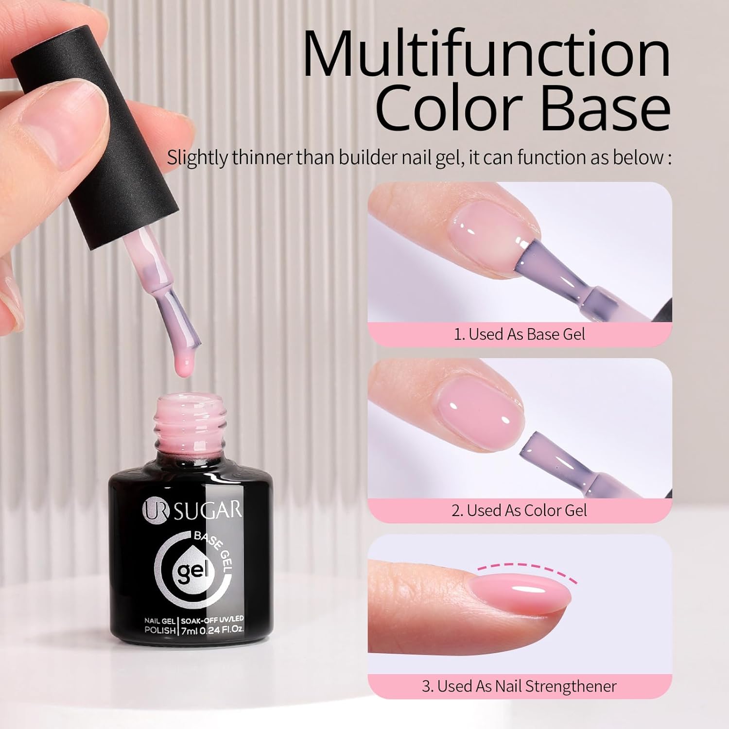 Pink Base 4 in 1 Builder Gel Nail Polish Long -Lasting 6 Set Manicure Essentials-Free Shipping - Lady Luana Luxe Nails