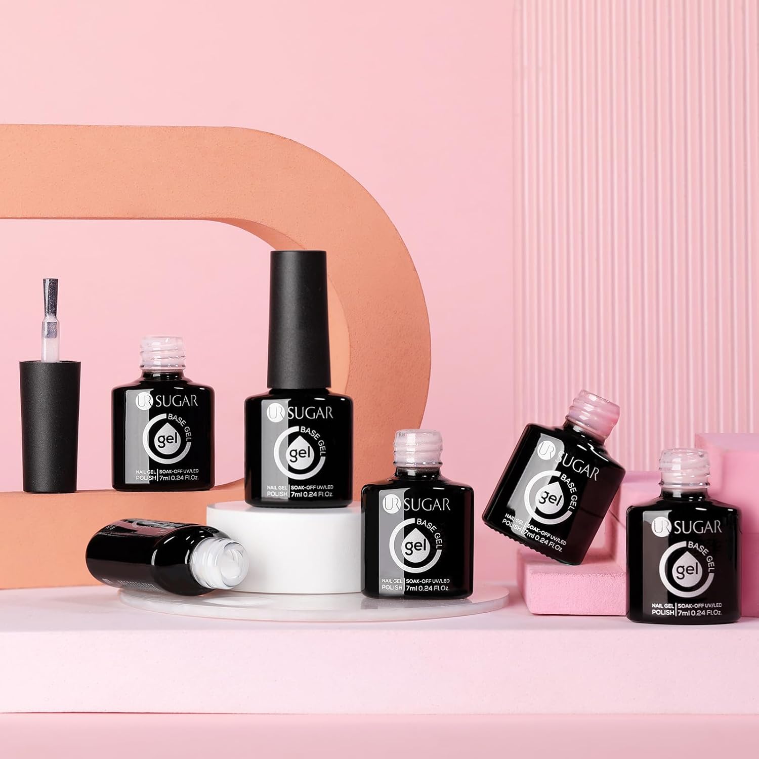 Pink Base 4 in 1 Builder Gel Nail Polish Long -Lasting 6 Set Manicure Essentials-Free Shipping - Lady Luana Luxe Nails