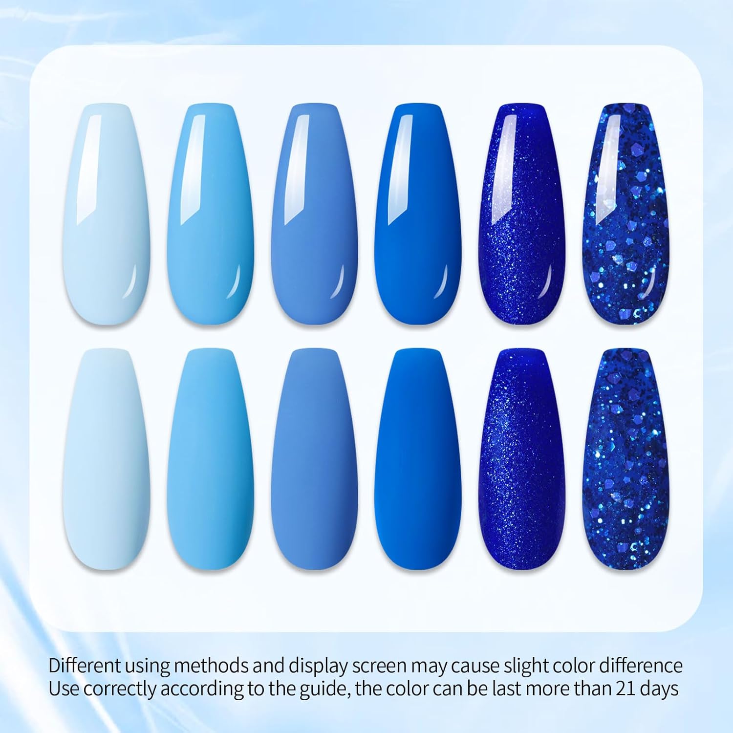 Blue Sparkle Shiny Glitter Gel Nail Polish Long-Lasting Manicure Essentials-Free Shipping - Lady Luana Luxe Nails