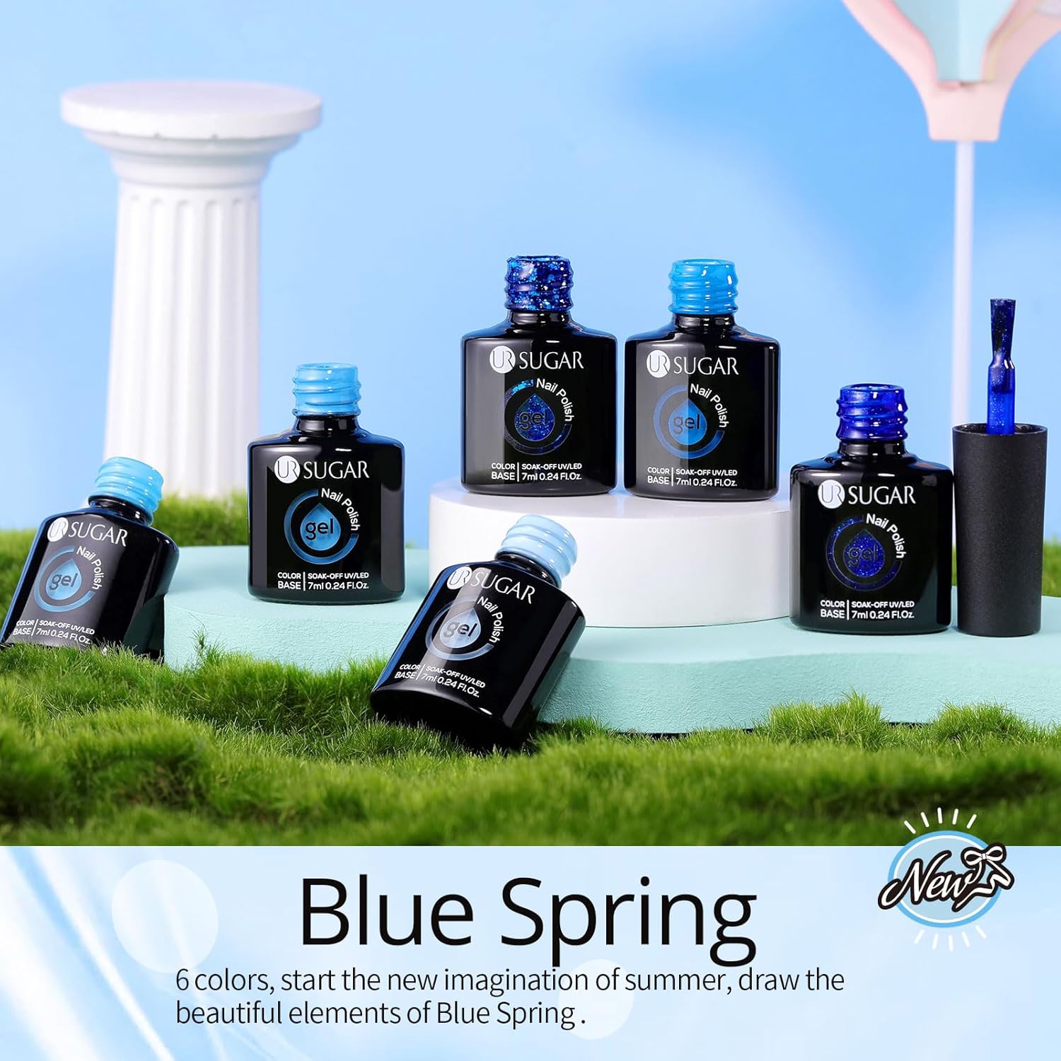 Blue Sparkle Shiny Glitter Gel Nail Polish Long-Lasting Manicure Essentials-Free Shipping - Lady Luana Luxe Nails
