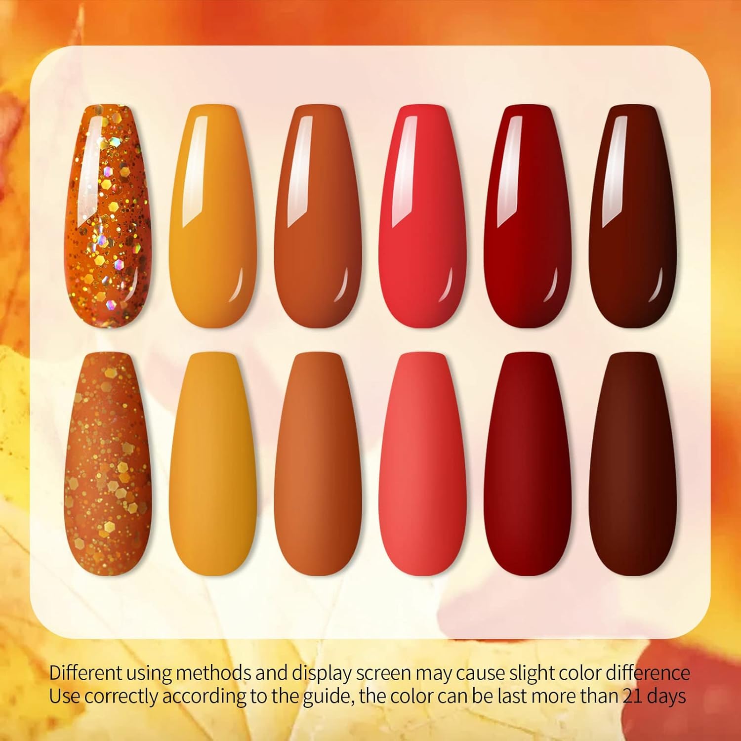 Autumn Maple Sparkle Shiny Glitter Gel Nail Polish Long-Lasting Manicure Essentials-Free Shipping - Lady Luana Luxe Nails