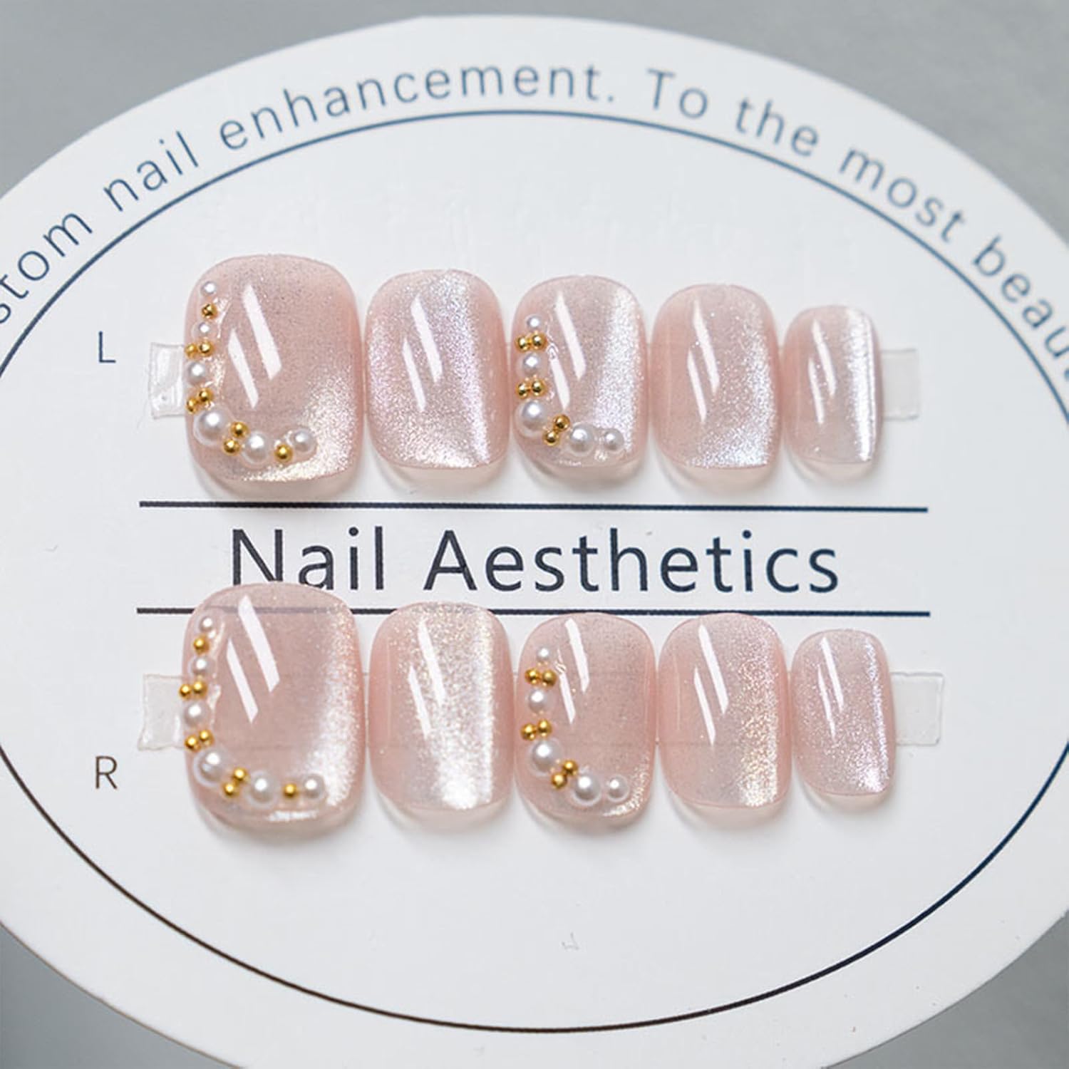 Pearl Rhinestones Glitter Press-On Nails Glitter Acrylic False Nails - Free Shipping
