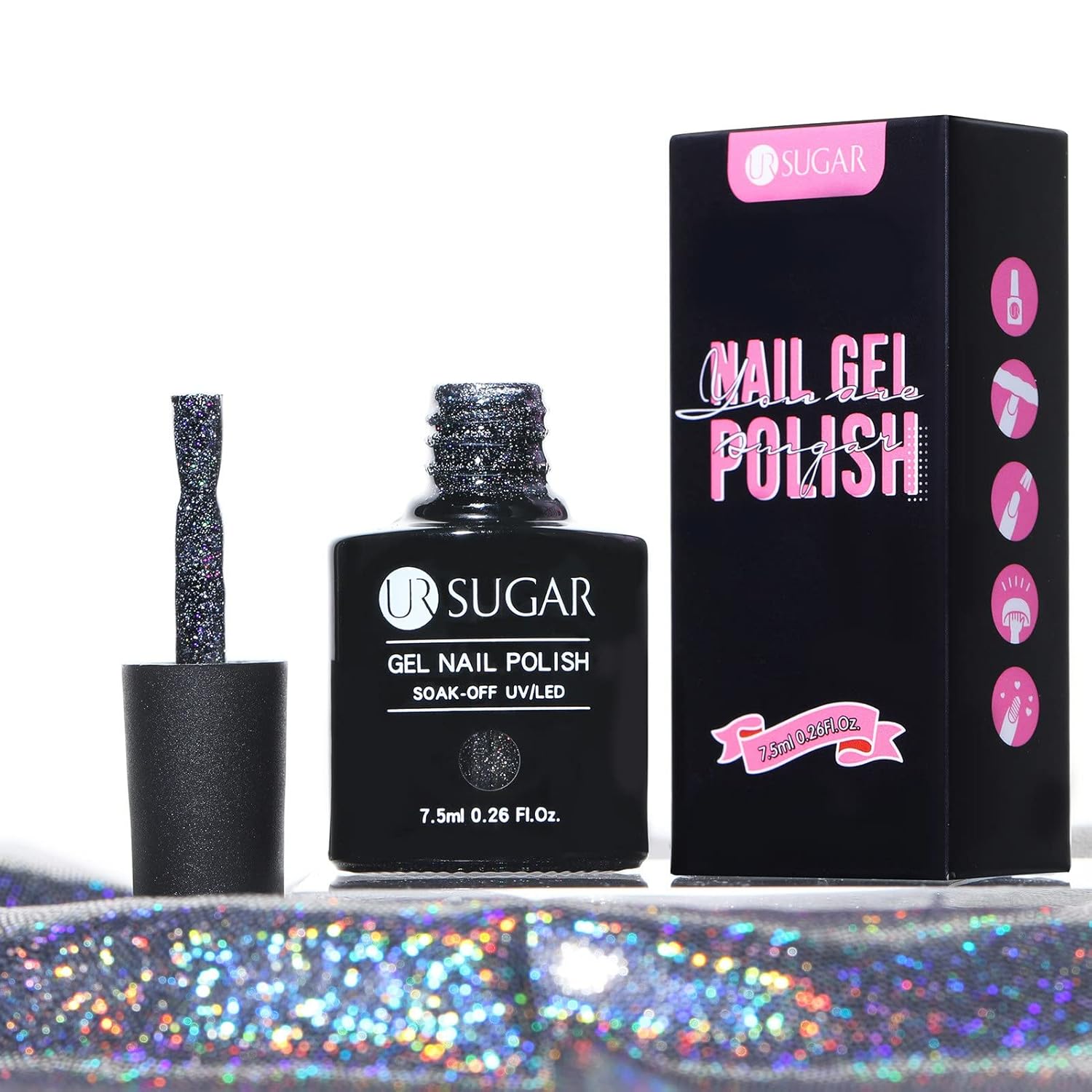 Black Sparkle Shiny Glitter Gel Nail Polish Long-Lasting Manicure Essentials-Free Shipping - Lady Luana Luxe Nails