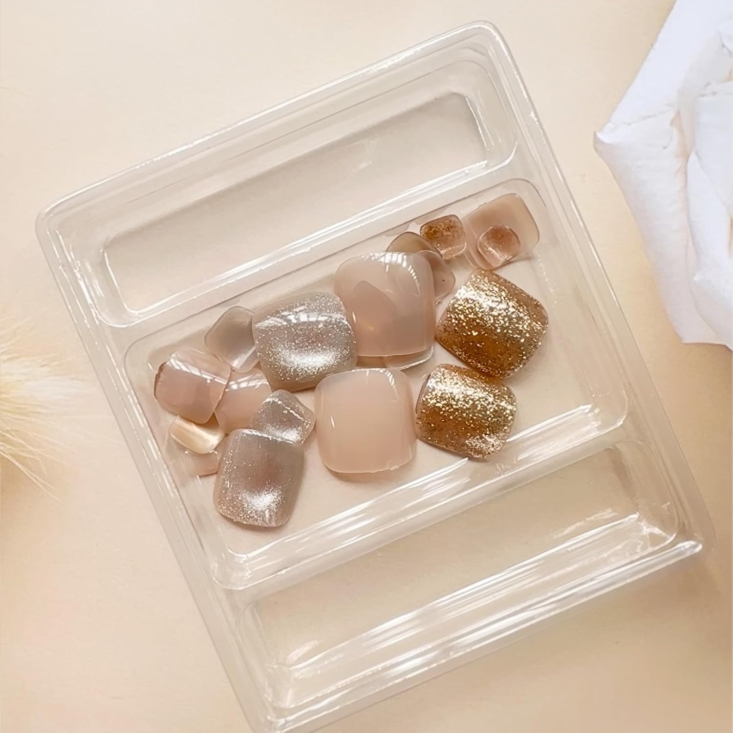 French Rhinestone Press-On Toenails Trendy Full Cover Designs Acrylic Fake Nails-Free Shipping - Lady Luana Luxe Nails