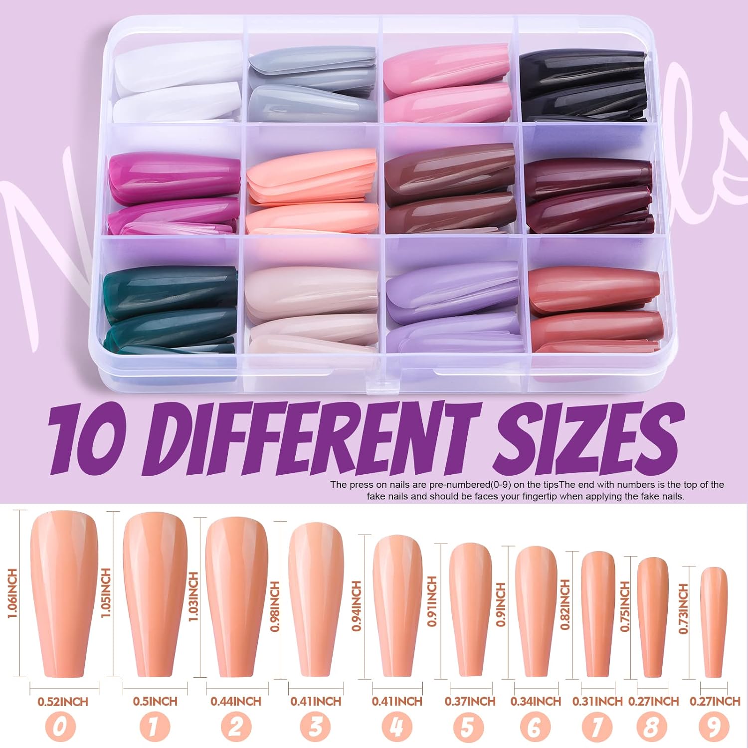240pcs Glossy Long Coffin Acrylic False Nails Glue 12 Full Cover Press-On Set – Free Shipping