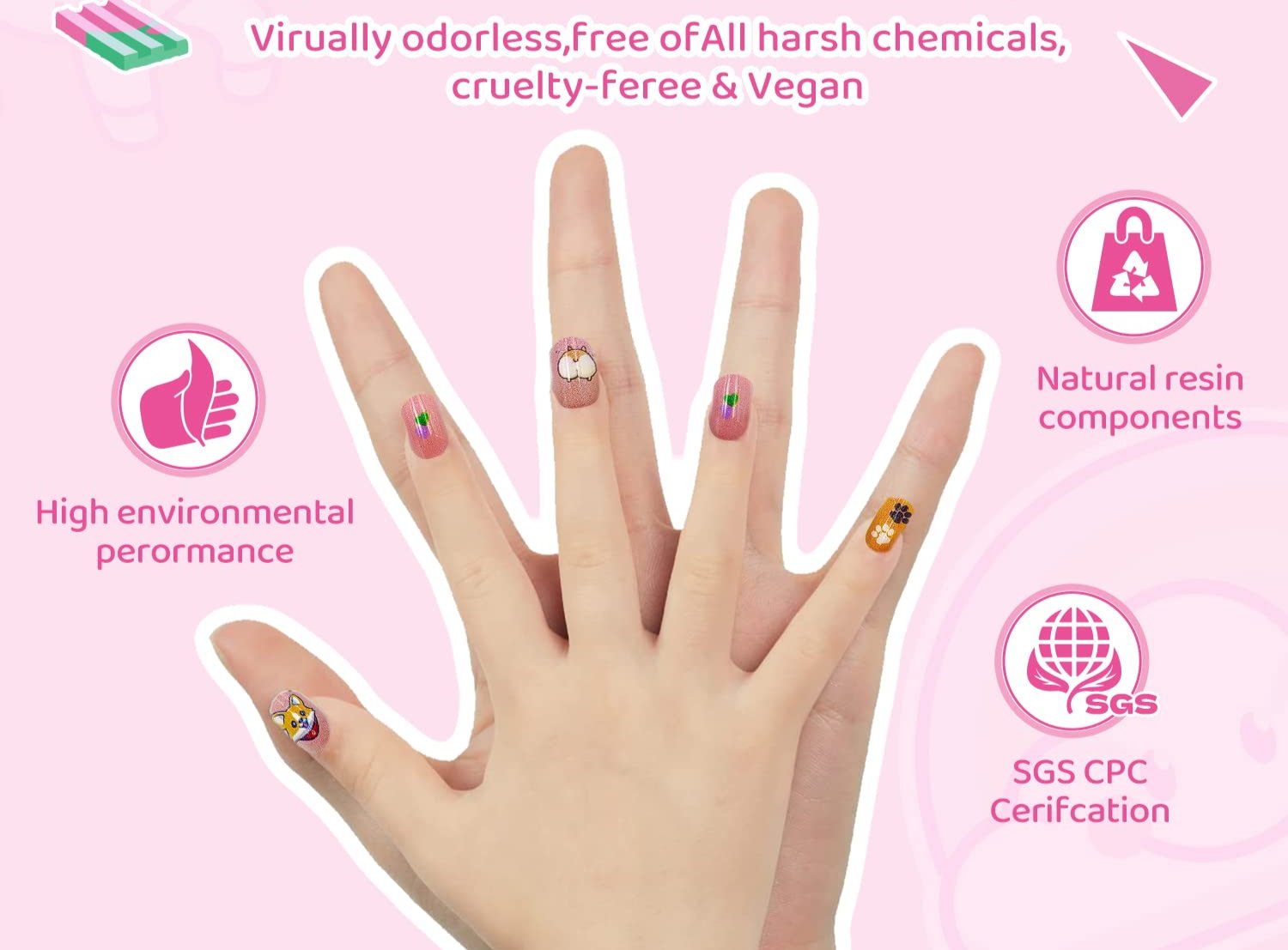 Kids Weather Designs 144Pcs Press on Nails - Cute Pre-Glue Full Cover Acrylic Nail Tips Kit - Free Shipping