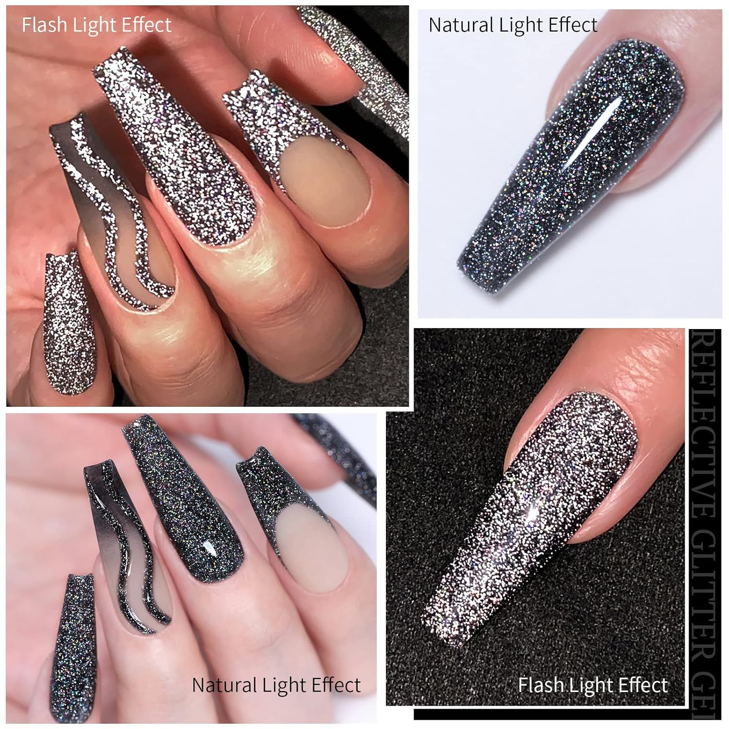 Black Sparkle Shiny Glitter Gel Nail Polish Long-Lasting Manicure Essentials-Free Shipping - Lady Luana Luxe Nails