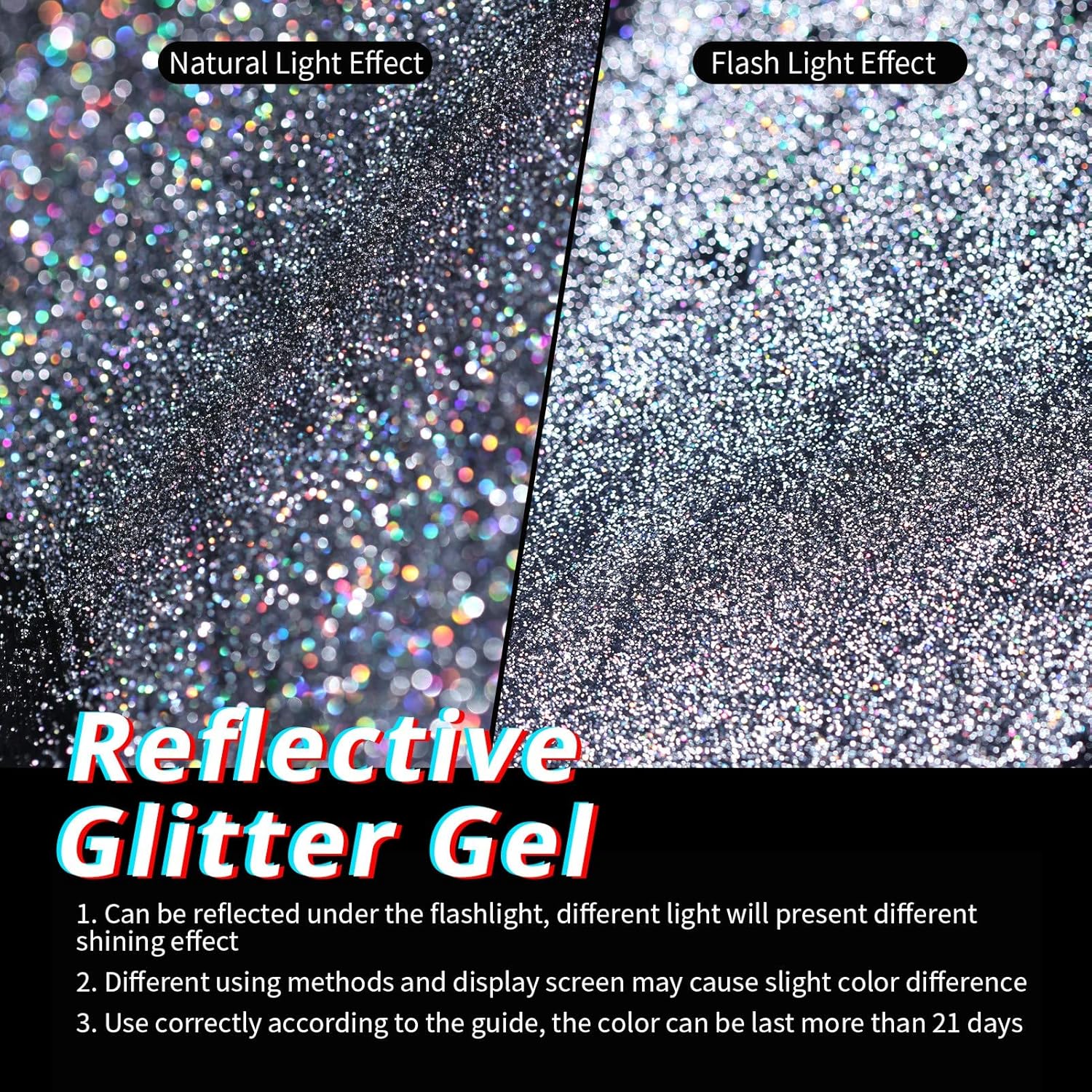 Black Sparkle Shiny Glitter Gel Nail Polish Long-Lasting Manicure Essentials-Free Shipping - Lady Luana Luxe Nails