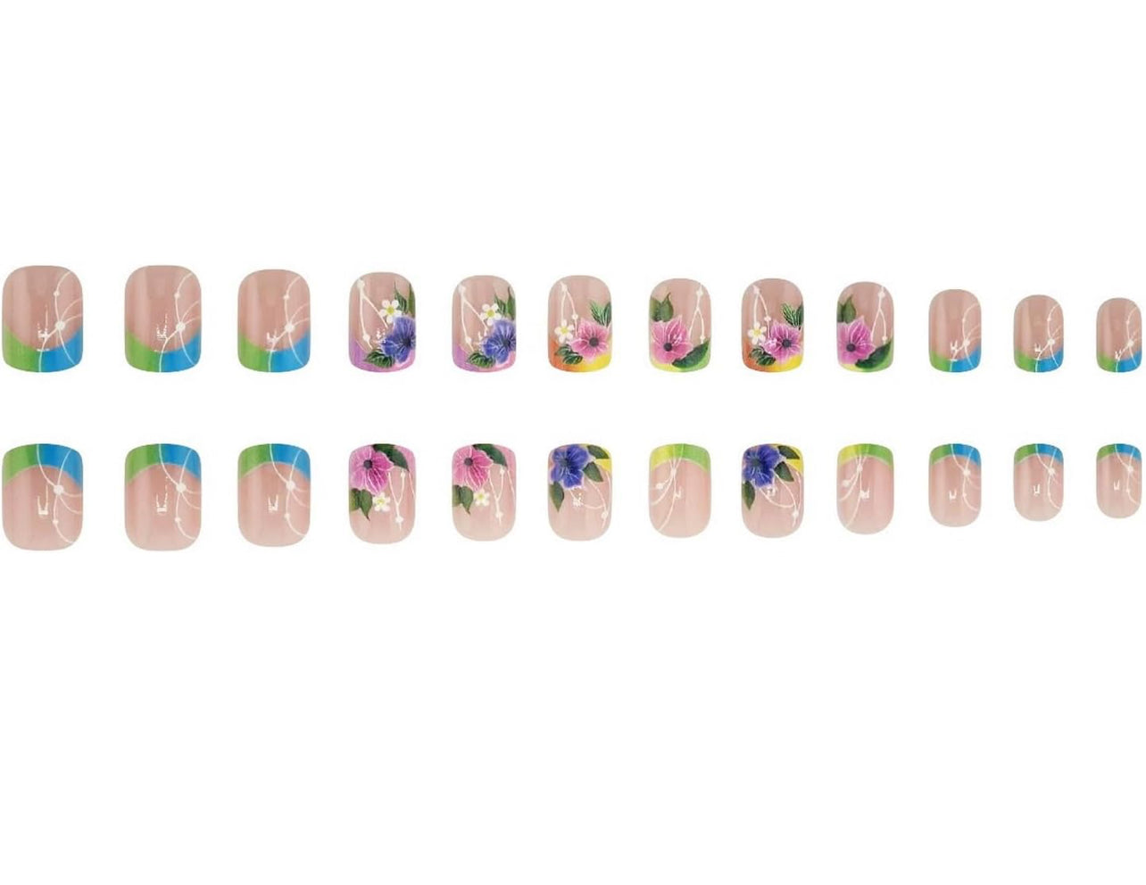 Cute Spring Florals Press-On Nails Fake Artificial Nails 24 Pcs-Free shipping