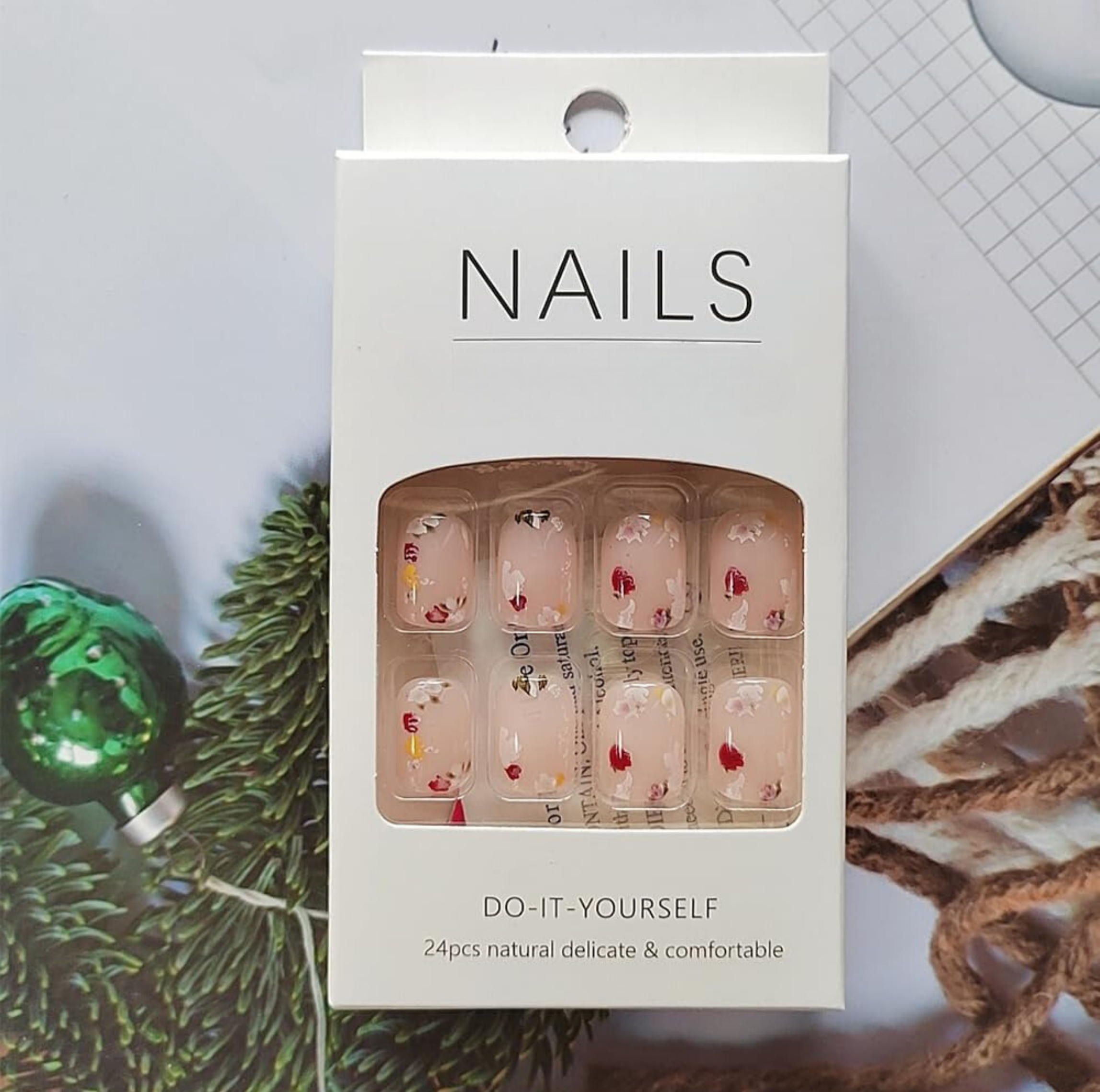 Elegant Delicate Flower Press-On Nail Acrylic False Fake Nails - Free Shipping