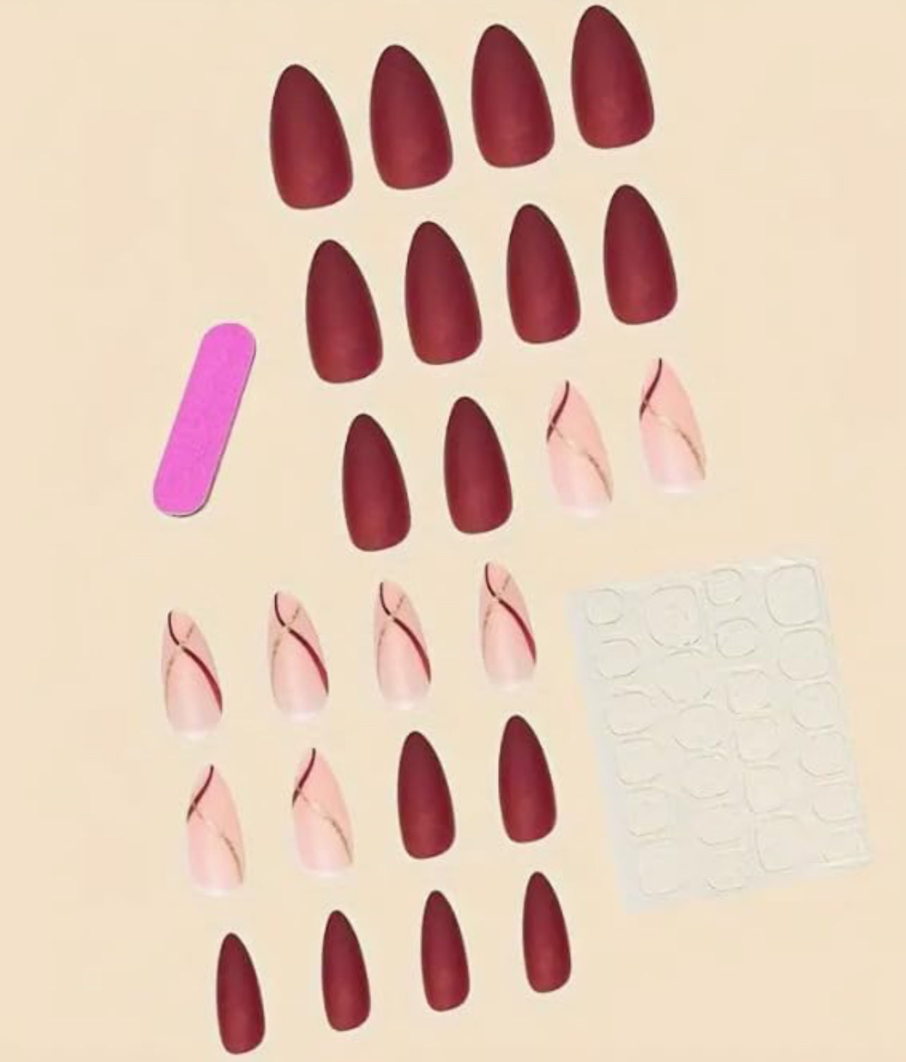 Brown Autumn Matte Almond Press-On Nails Fake Acrylic Nails- Free Shipping