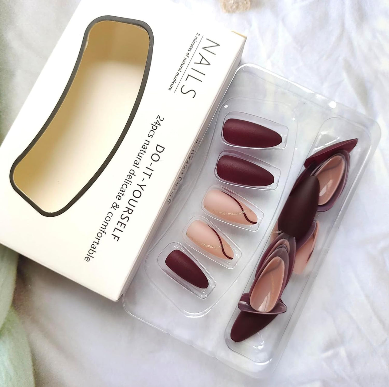 Brown Autumn Matte Almond Press-On Nails Fake Acrylic Nails- Free Shipping