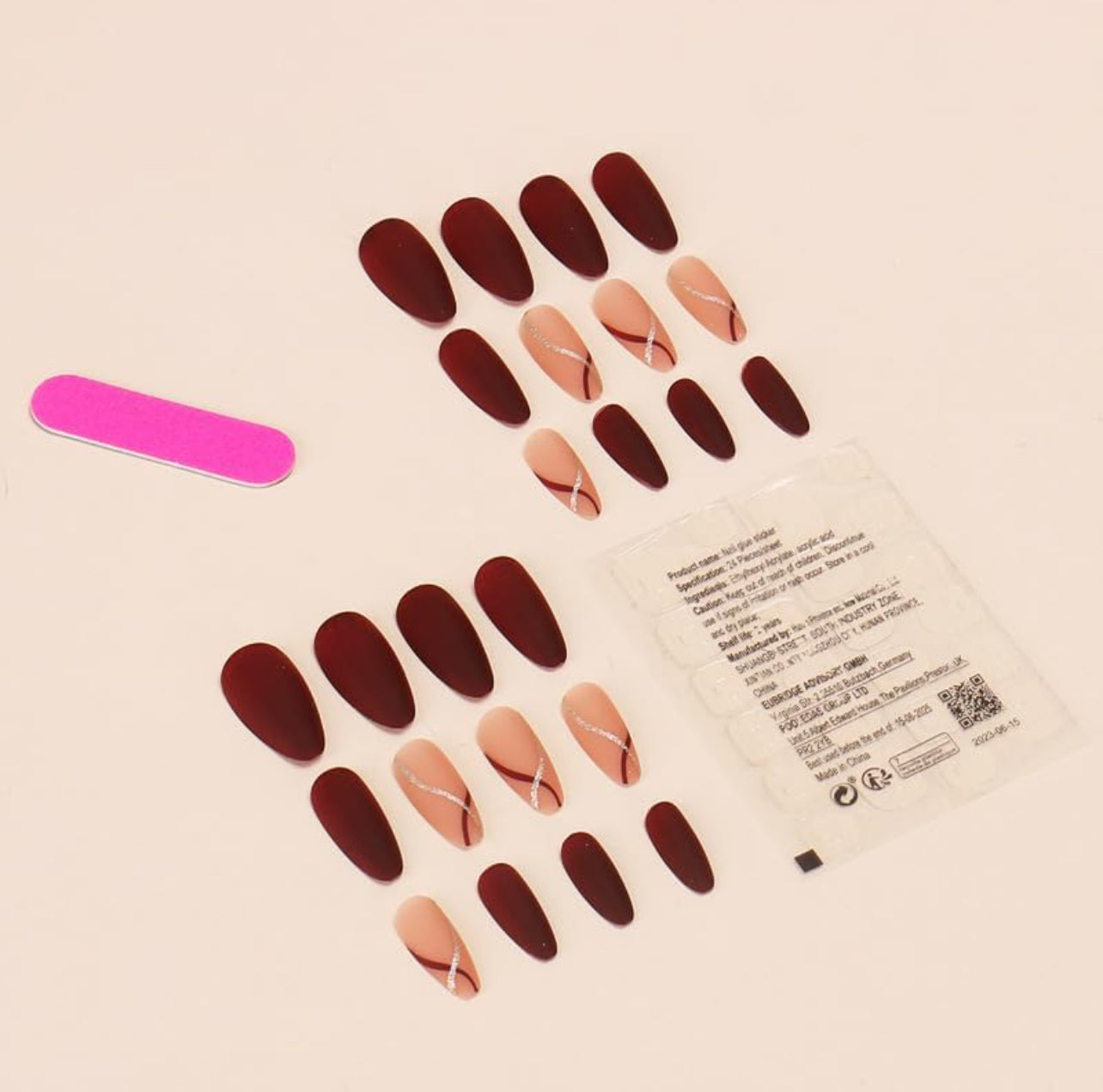 Brown Autumn Matte Almond Press-On Nails Fake Acrylic Nails- Free Shipping