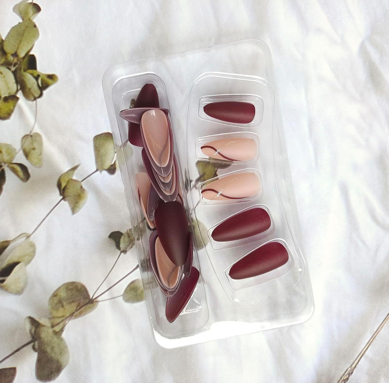 Brown Autumn Matte Almond Press-On Nails Fake Acrylic Nails- Free Shipping