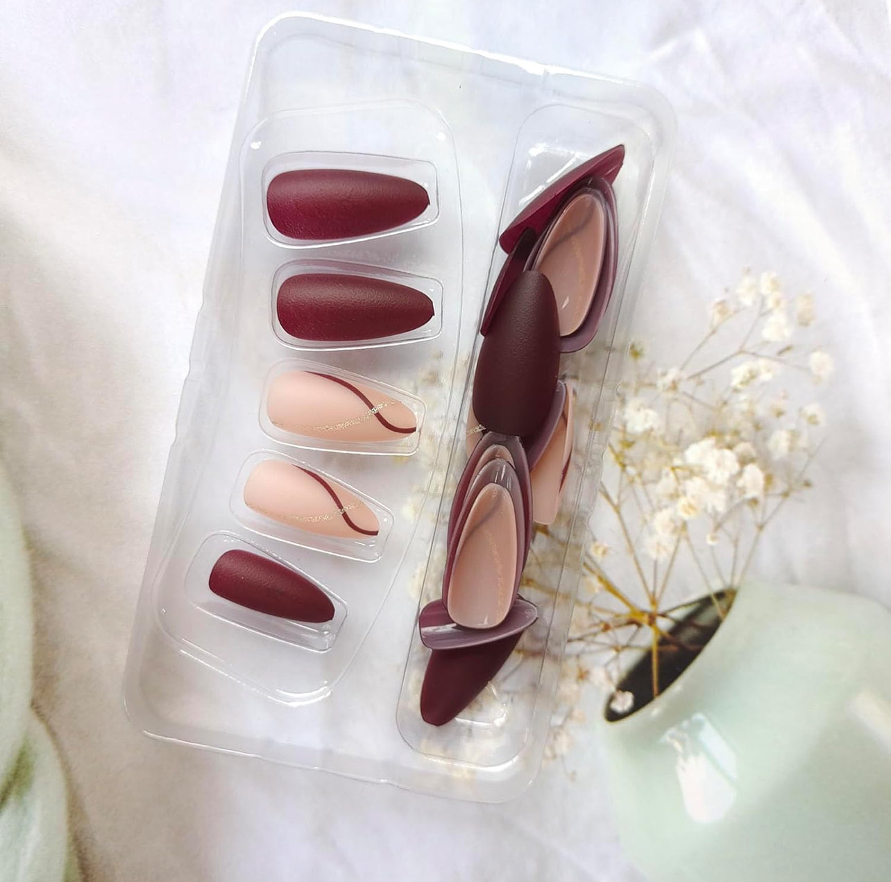 Brown Autumn Matte Almond Press-On Nails Fake Acrylic Nails- Free Shipping