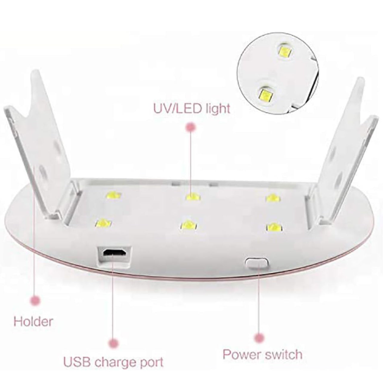 Mini Portable 6W UV LED Nail Gel Polish Lamp Dryer-The Ultimate On-the-Go Beauty Tool - Lady Luana Luxe Nails