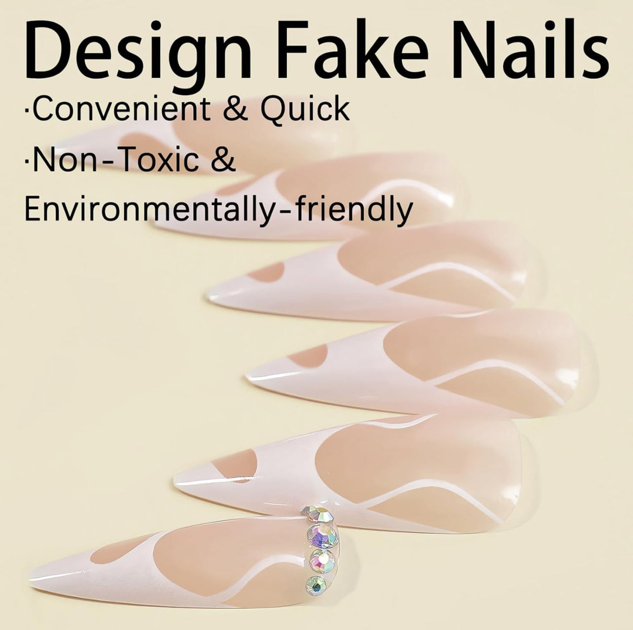 Stiletto Press On Long White Pink Flame-Free Shippng - Lady Luana Luxe Nails