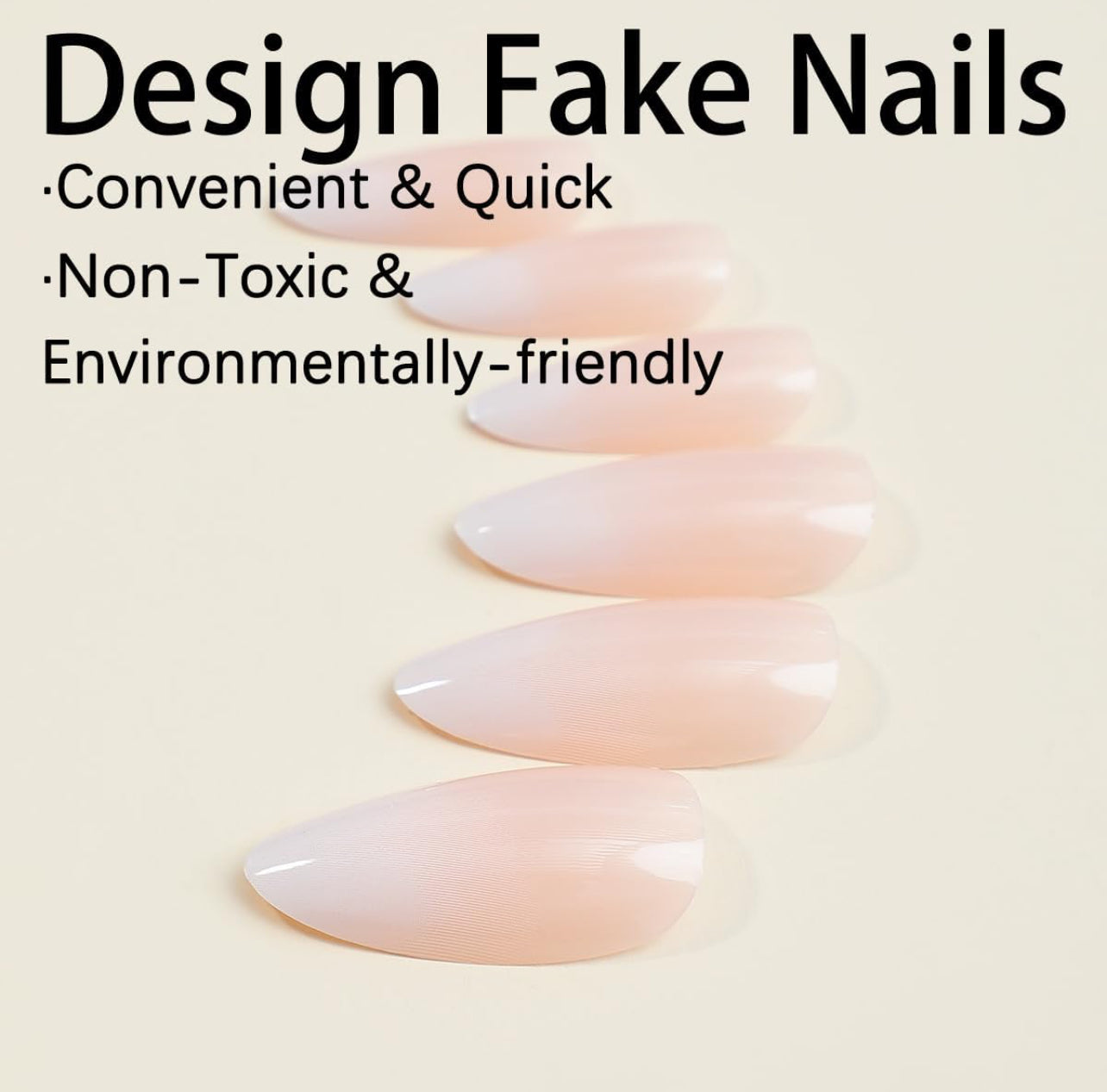 Chic White Pink Ombre Almond Press-On Nails Gradient Design - Free Shipping