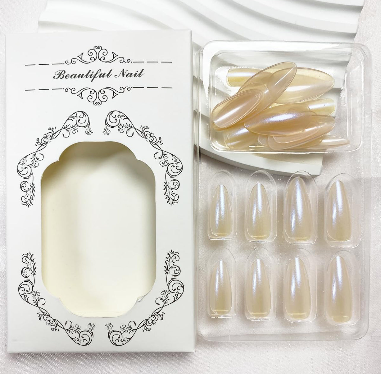 Classic Natural Clear Almond Press-On Fake Nails- Free Shipping