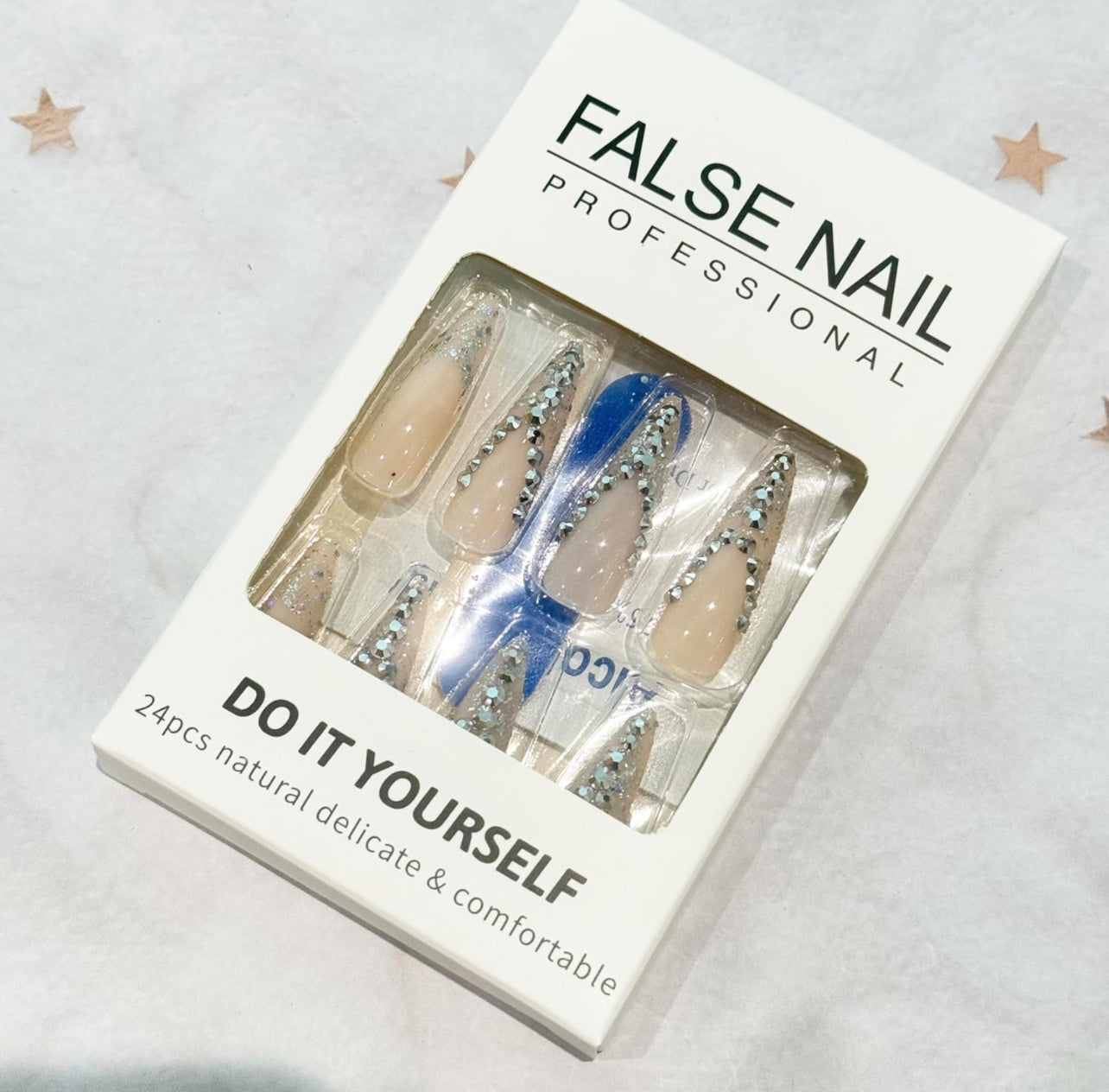 Stiletto Silver Glitter PressOn Fancy Nails French Tips-Free Shipping - Lady Luana Luxe Nails