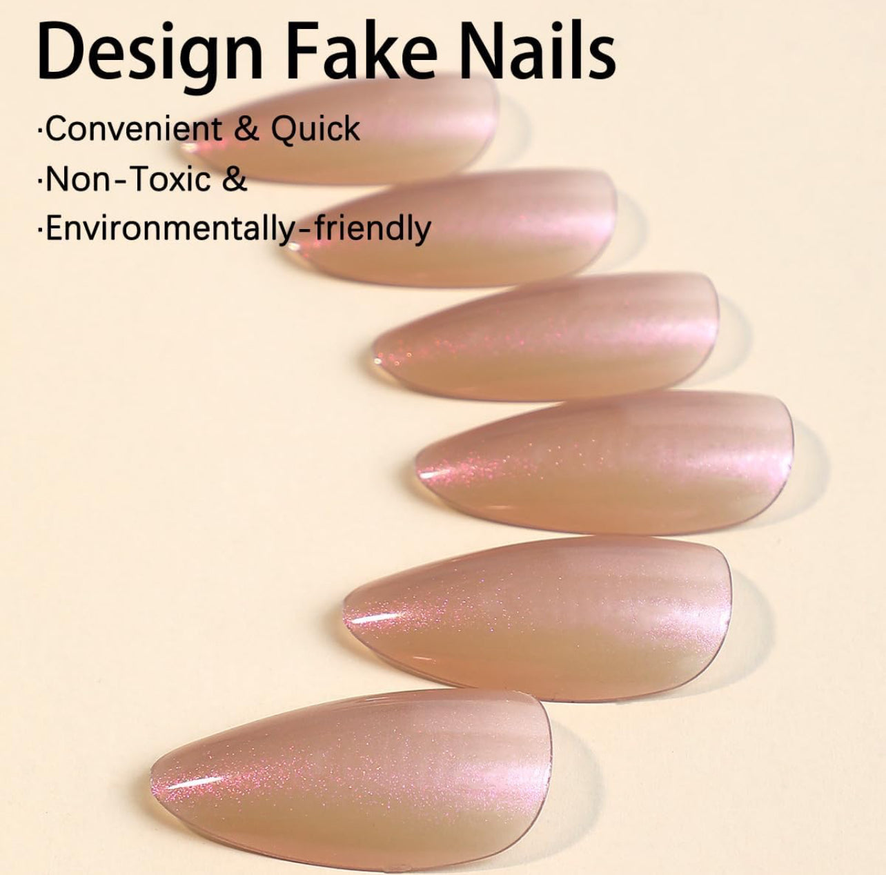 Classic Natural Clear Almond Press-On Fake Nails- Free Shipping