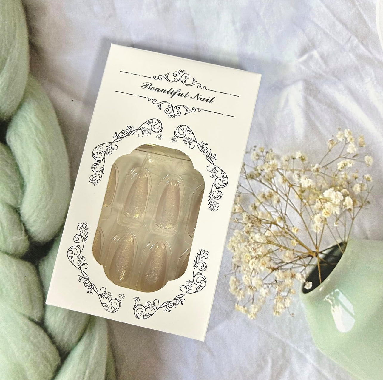 Classic Natural Clear Almond Press-On Fake Nails- Free Shipping