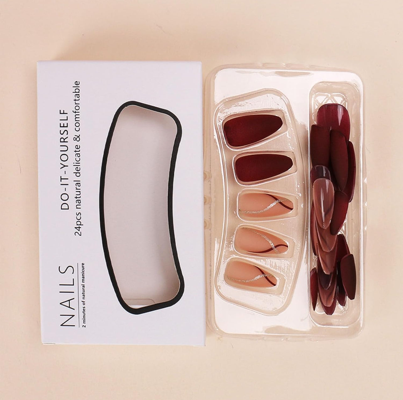 Brown Autumn Matte Almond Press-On Nails Fake Acrylic Nails- Free Shipping