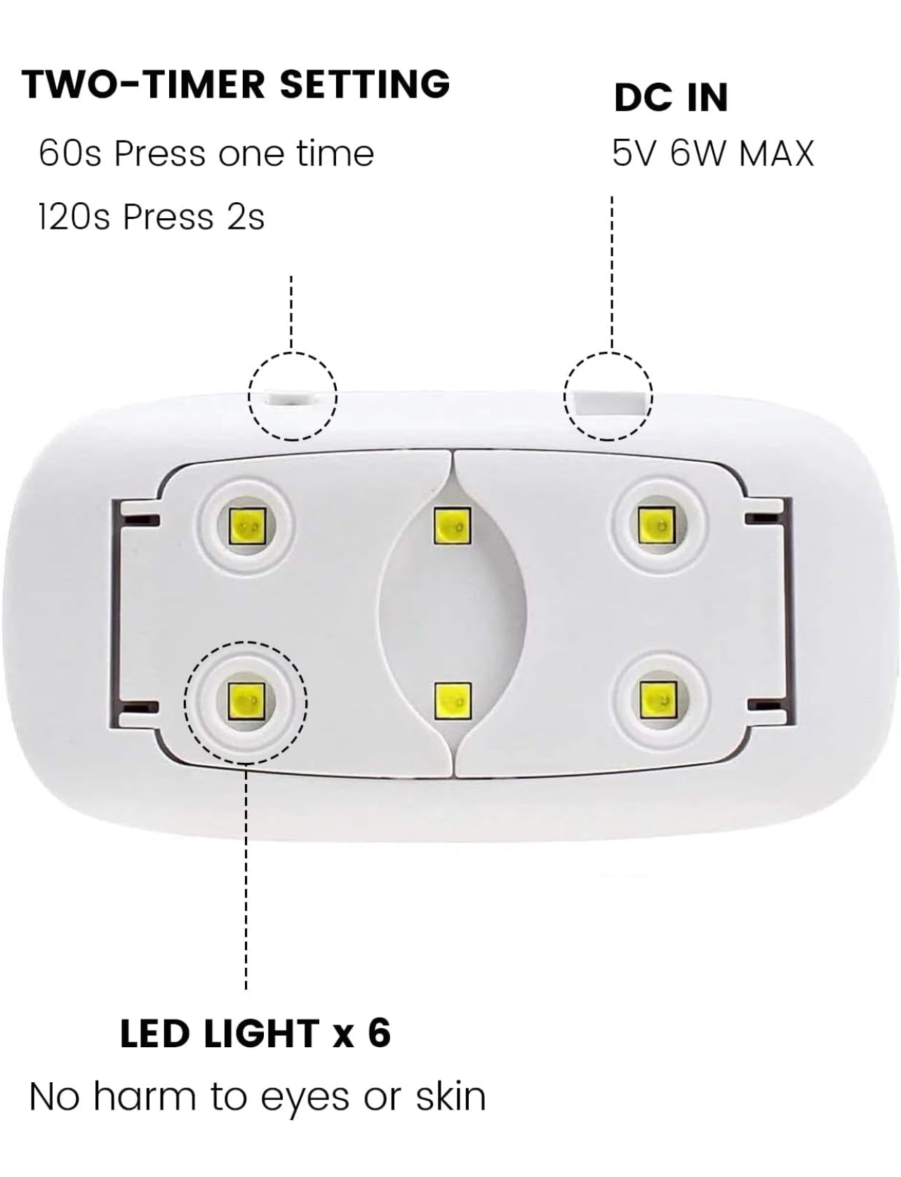 Mini Portable 6W UV LED Nail Gel Polish Lamp Dryer-The Ultimate On-the-Go Beauty Tool - Lady Luana Luxe Nails