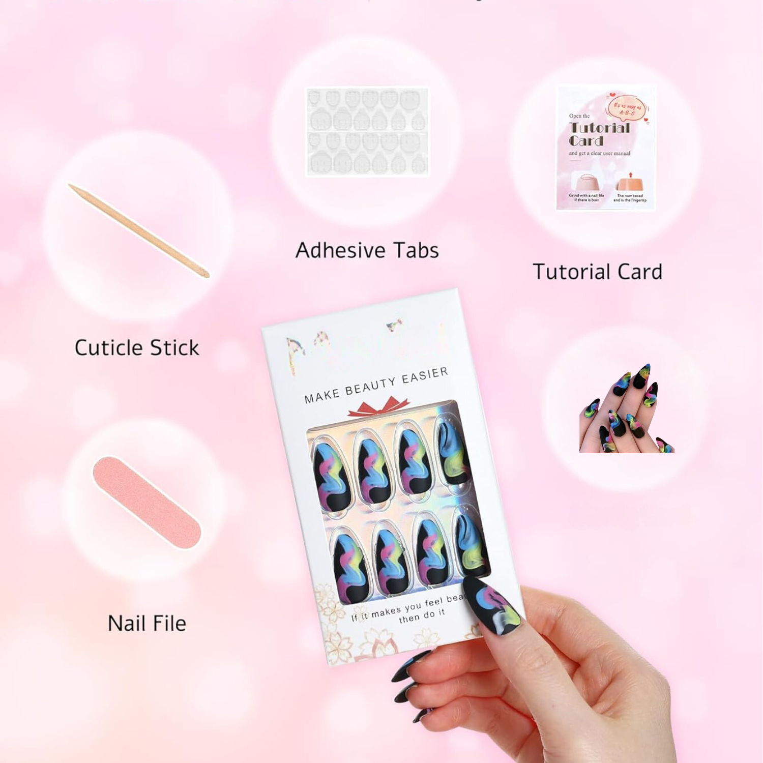 Elegant Black Medium Matte Stiletto Press-On Fake Nails–Trendy Artificial Manicure for Effortless Style-Free Shipping