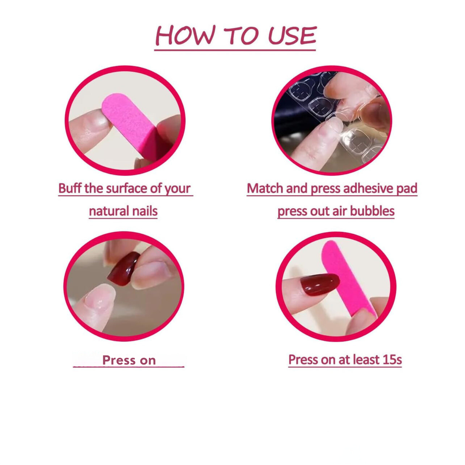 Chic Pink Floral Heart Handcrafted 3D Heart Gem Press-On Nails Acrylic False Nails-Free Shipping