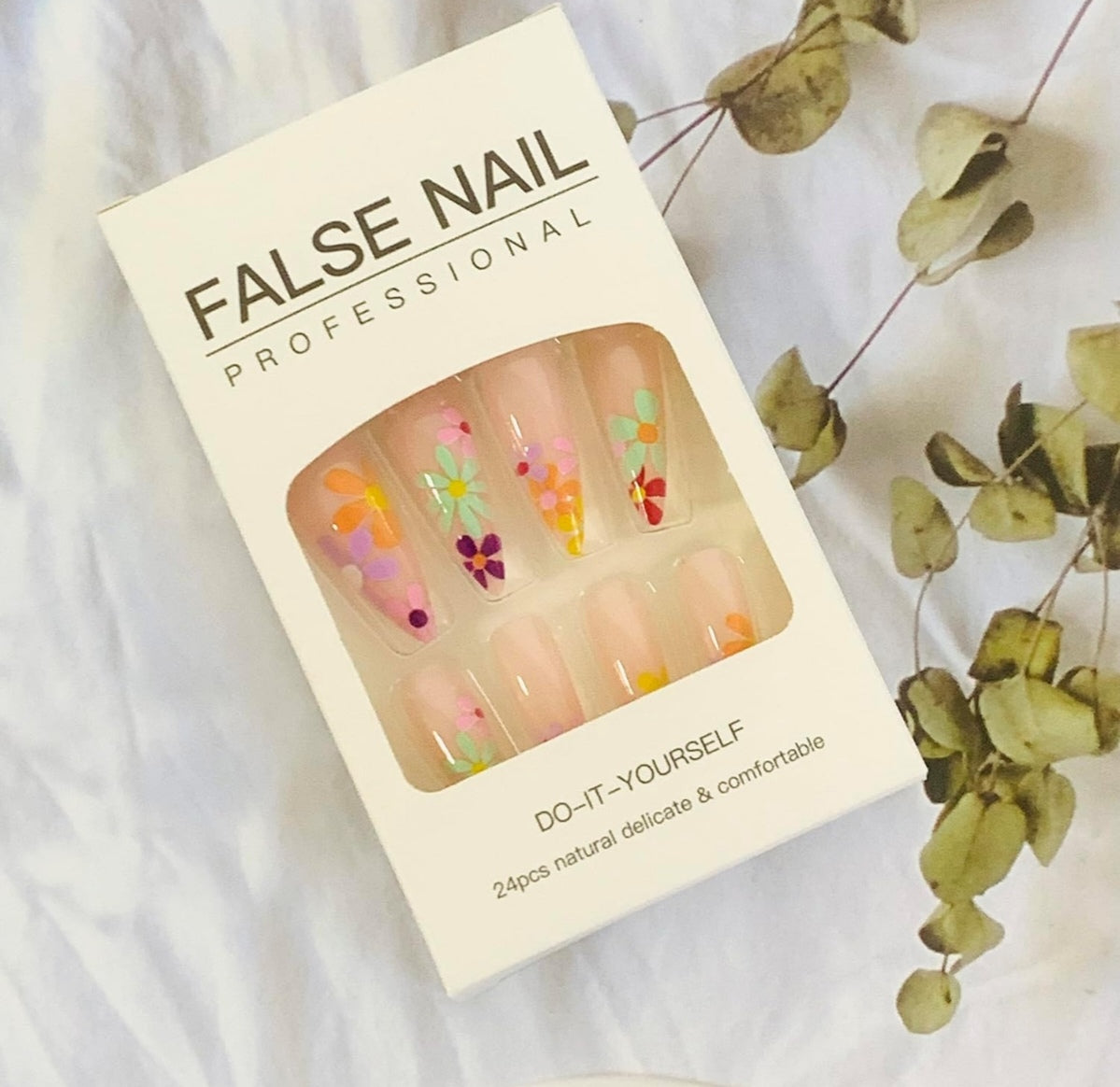 Colorful Floral Blooms Long Stiletto Press-On Nails Acrylic False Nails-Free Shipping