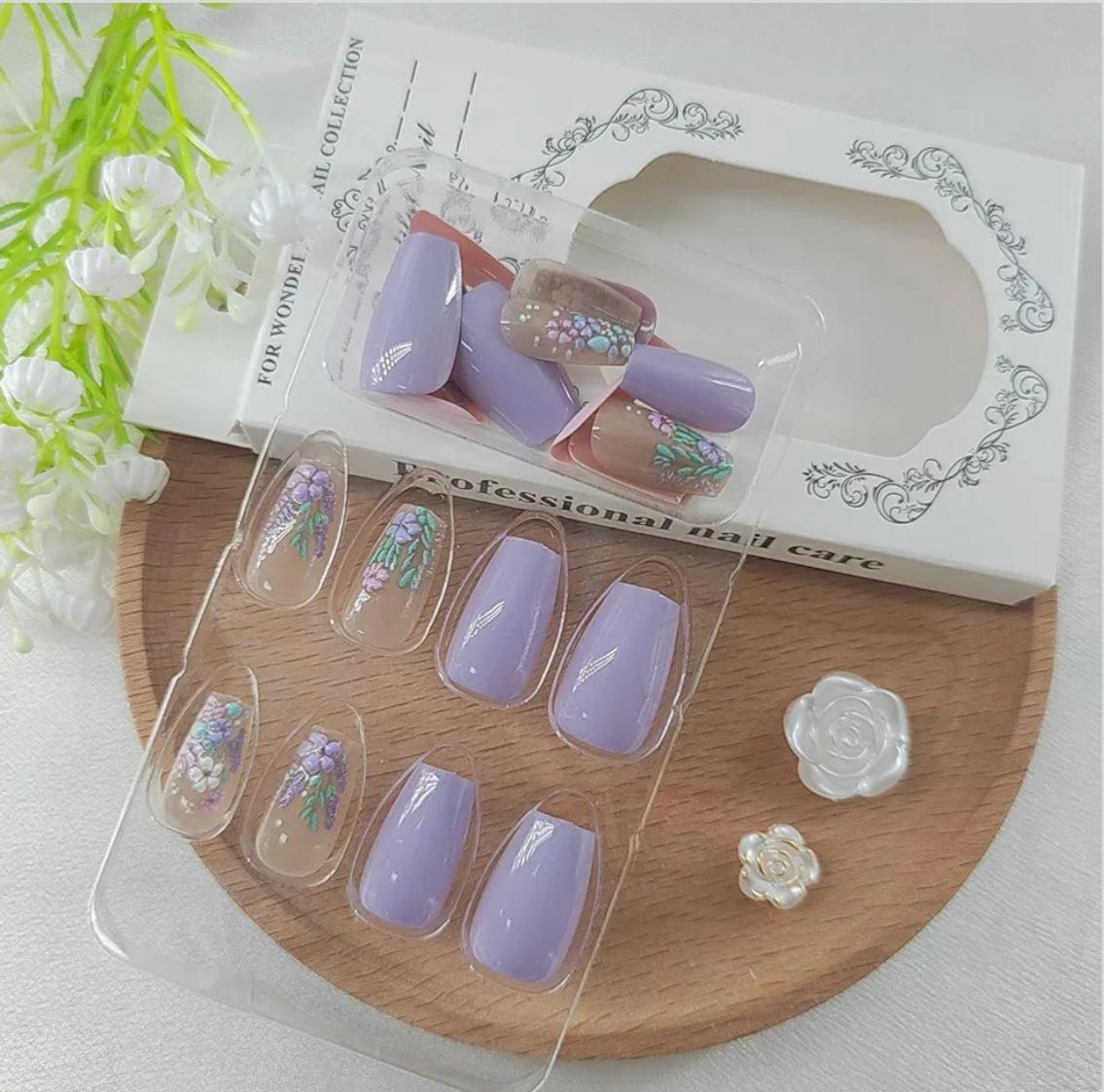 Stylish Colorful Pastel Floral Garden Press-On Nails Fake Artificial Nails 24 Pcs-Free Shipping