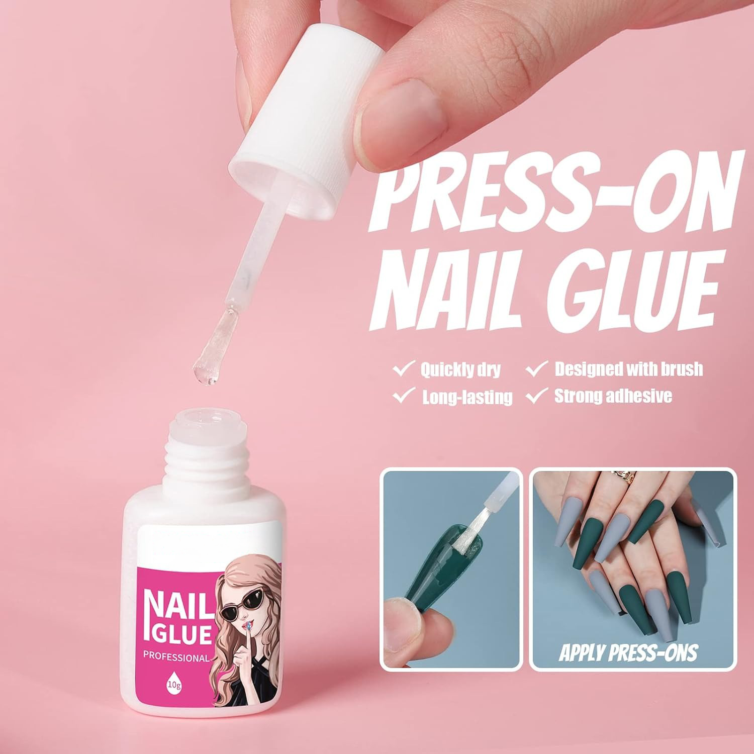 240pcs Matte Long Coffin Acrylic Glue-On Nails Kit 12 Full Set-Free Shipping