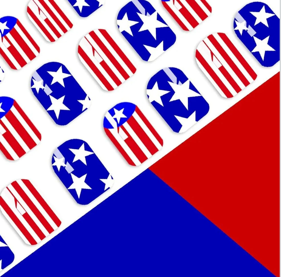 Chic Patriotic American Flag Press-On Nails Fake Artificial Nails 24 Pcs - Free Shipping