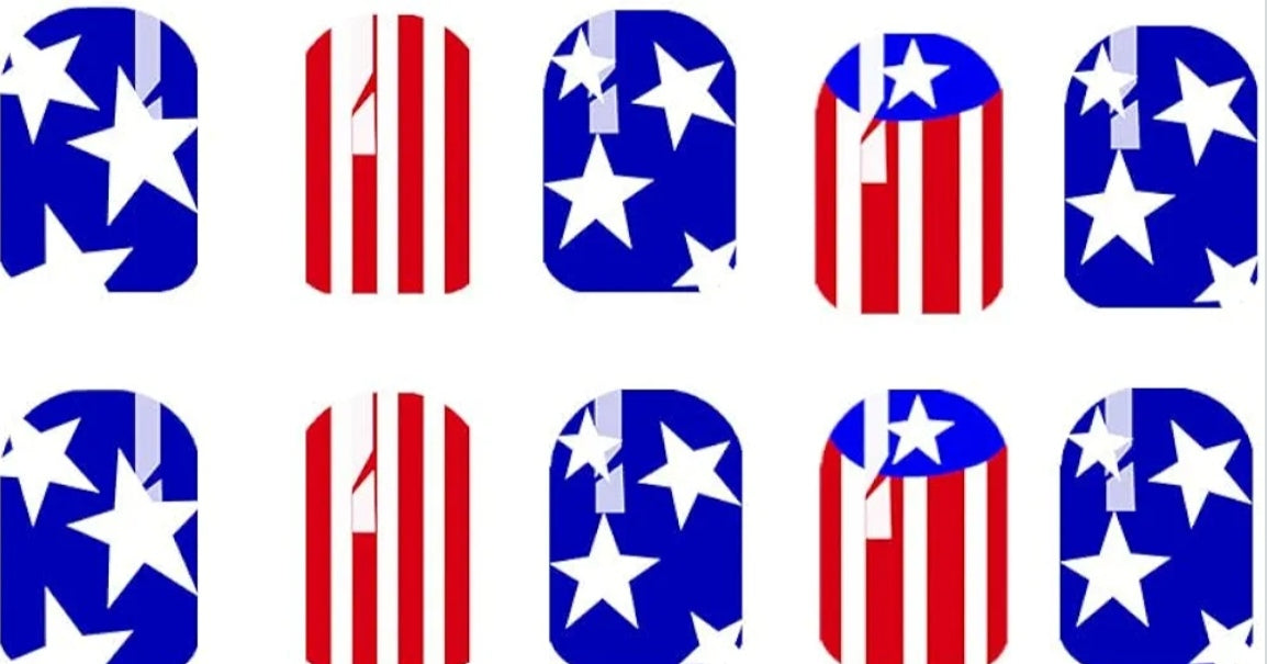 Chic Patriotic American Flag Press-On Nails Fake Artificial Nails 24 Pcs - Free Shipping