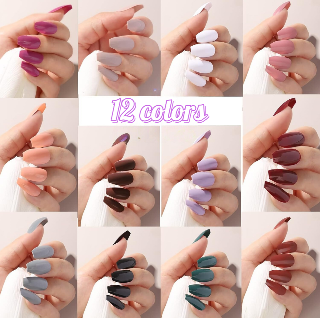 288pcs Glossy Ballerina Medium Glue Press-On Nails Kit Acrylic False Nails Set-Free Shipping