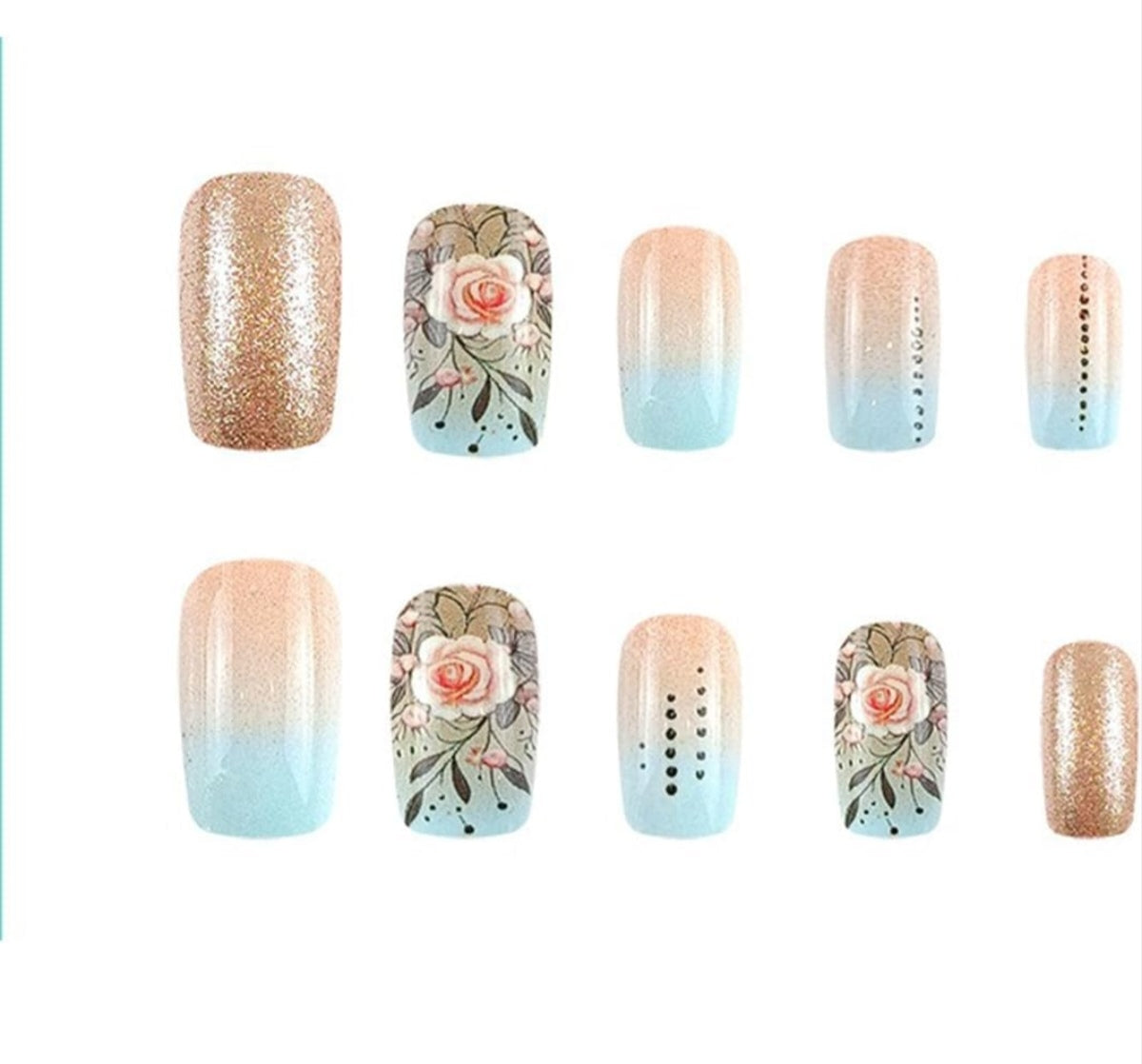 Elegant Pink Rose Ombre Press-On Nails Artificial Nails 24 Pcs - Free Shipping