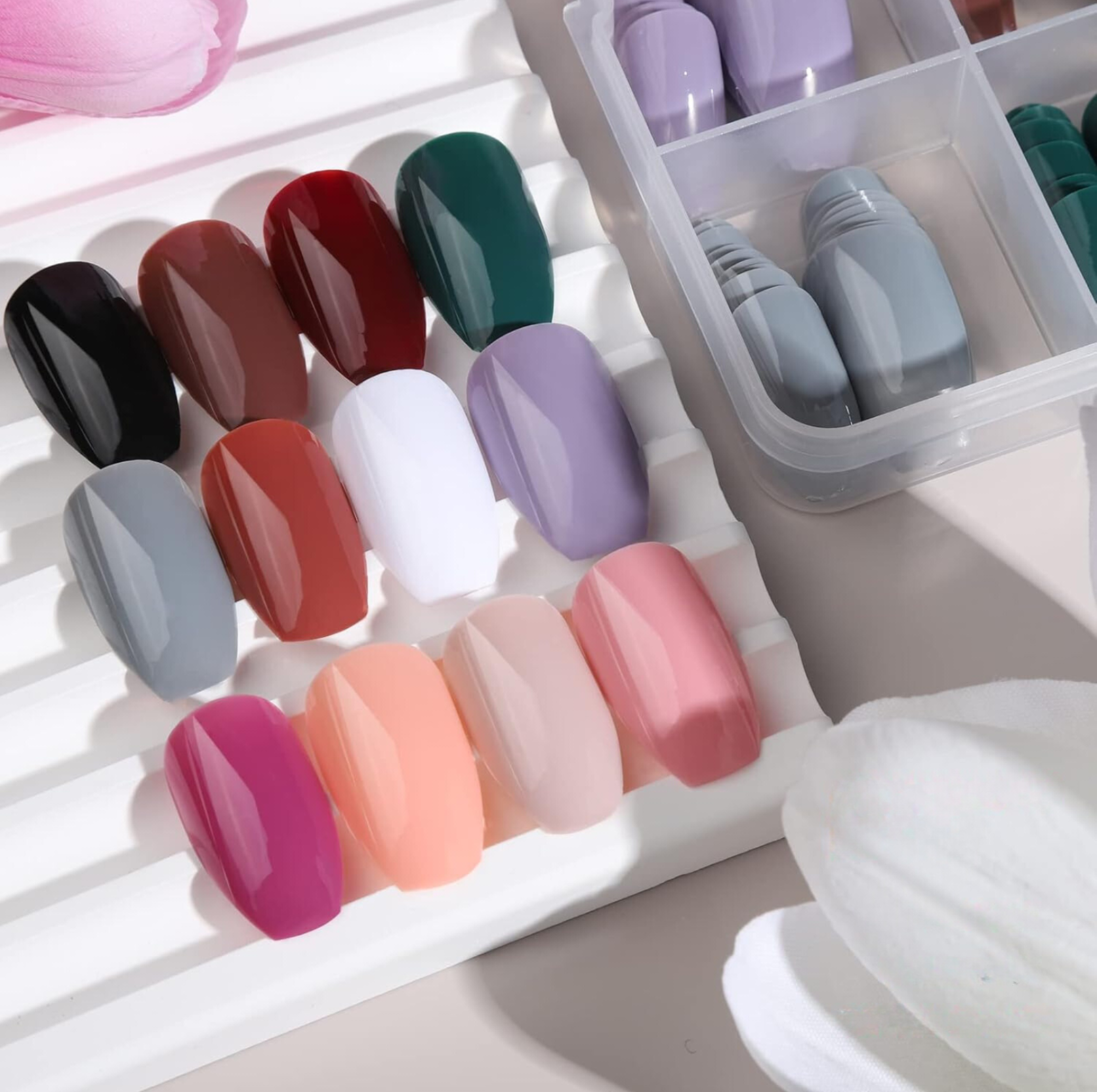 288pcs Glossy Ballerina Medium Glue Press-On Nails Kit Acrylic False Nails Set-Free Shipping