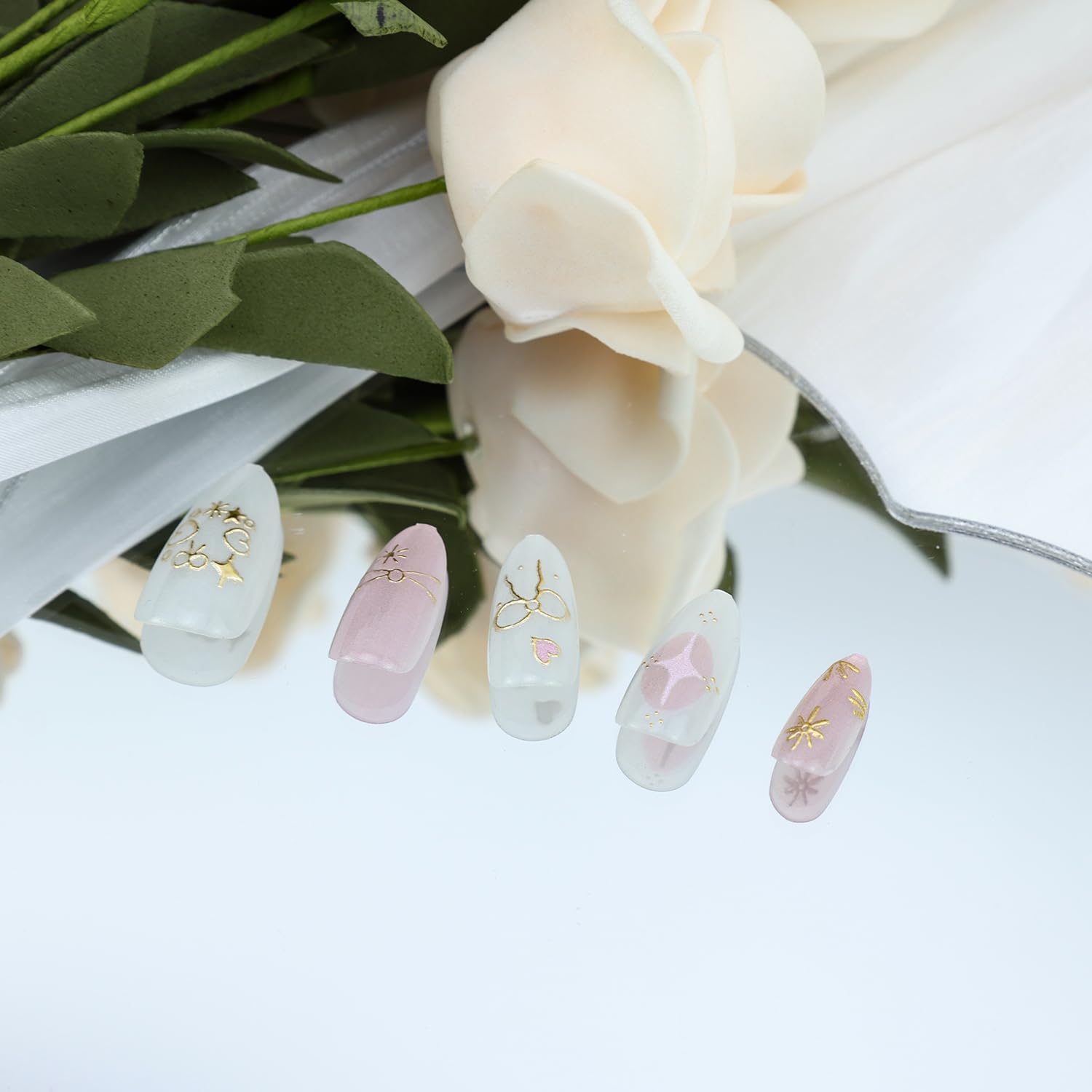 Trendy Pink Glitter Bow Rhinestones Press-On Nails False Nails 30 Pcs - Free Shipping